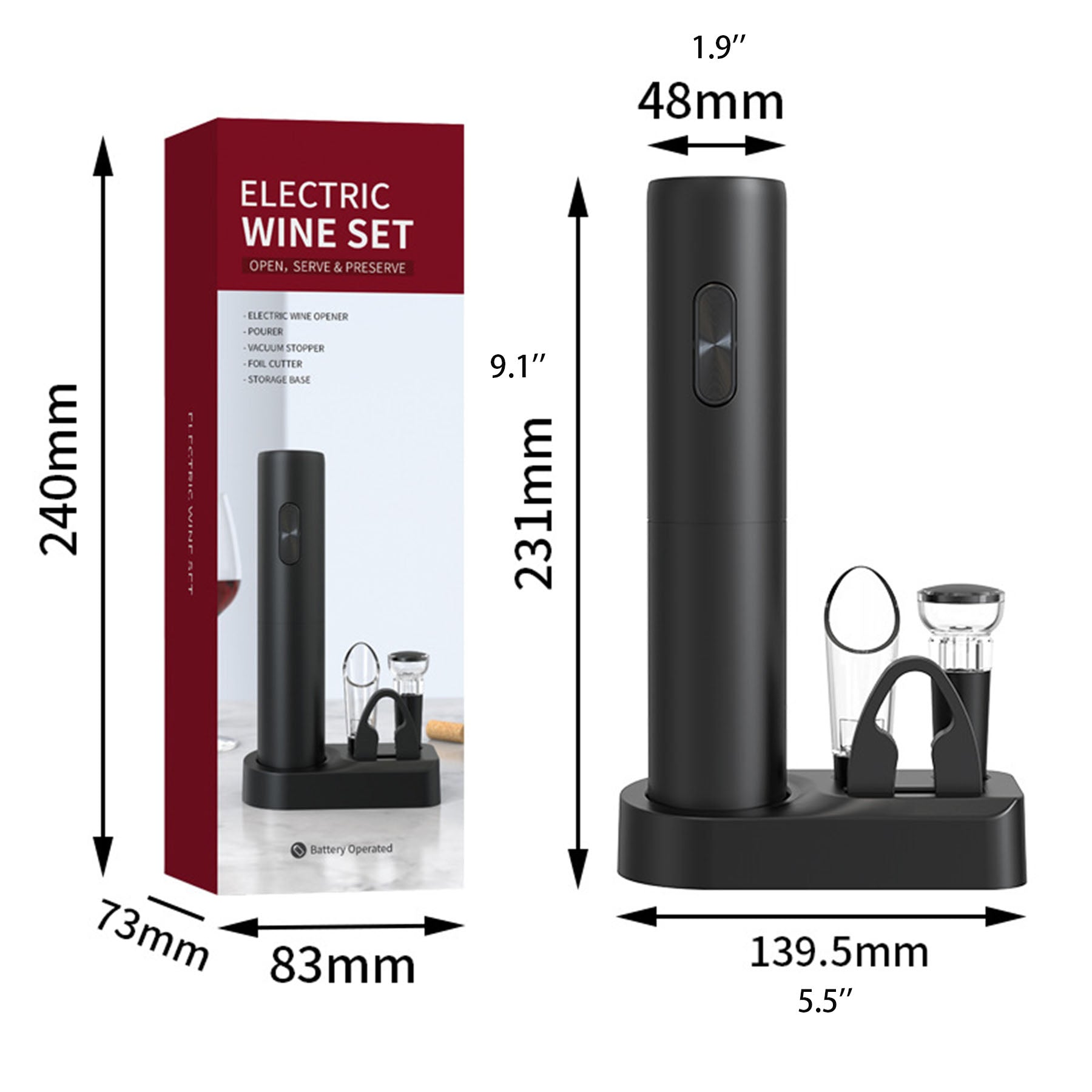 Electric Wine Tool Kit With 5 Pieces