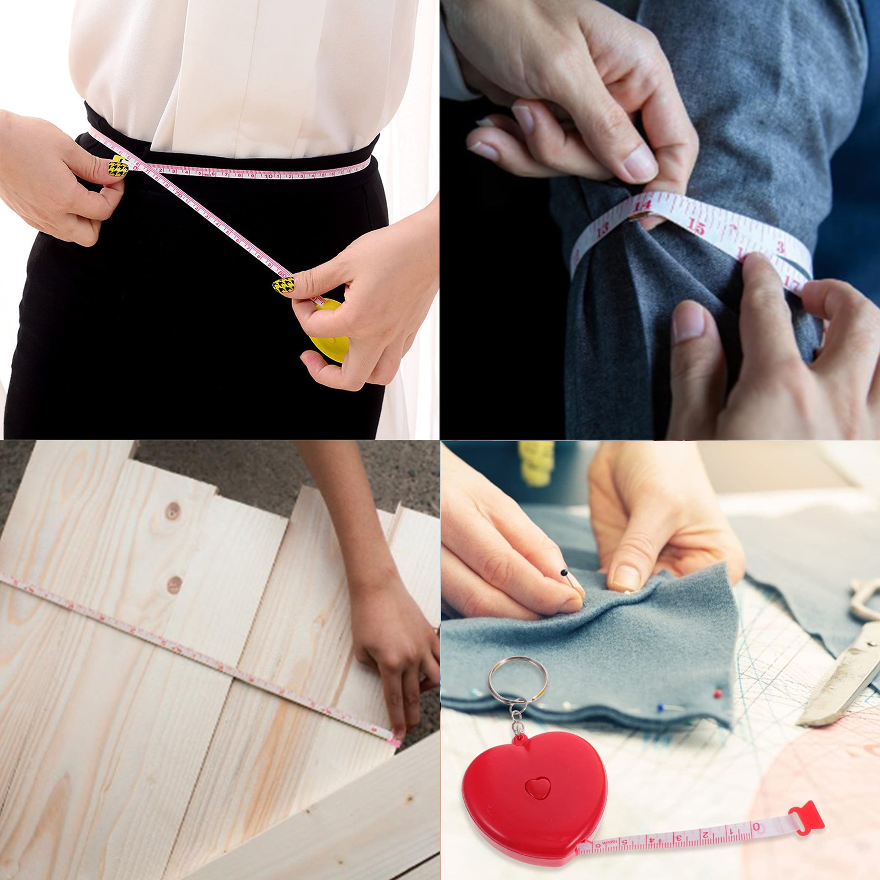 Heart Retractable Tape Measure Key Chain