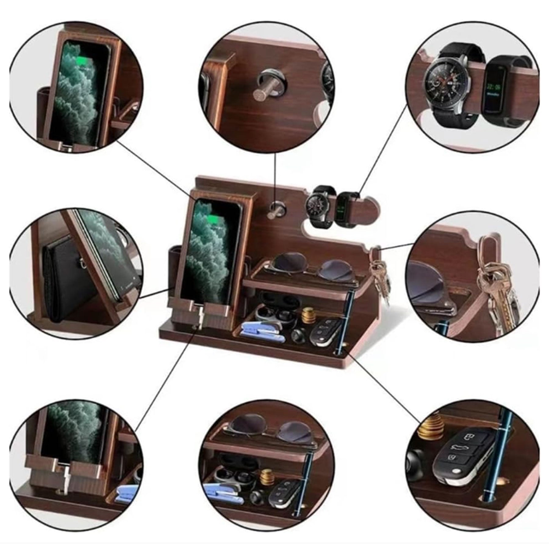 Wood Docking Station Organizer