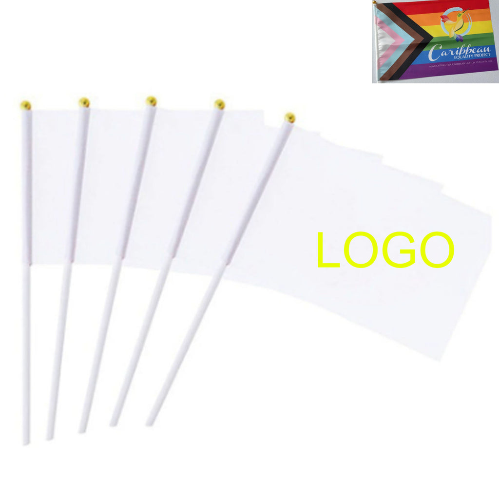 Customizable White Polyester Hand Waving Flags