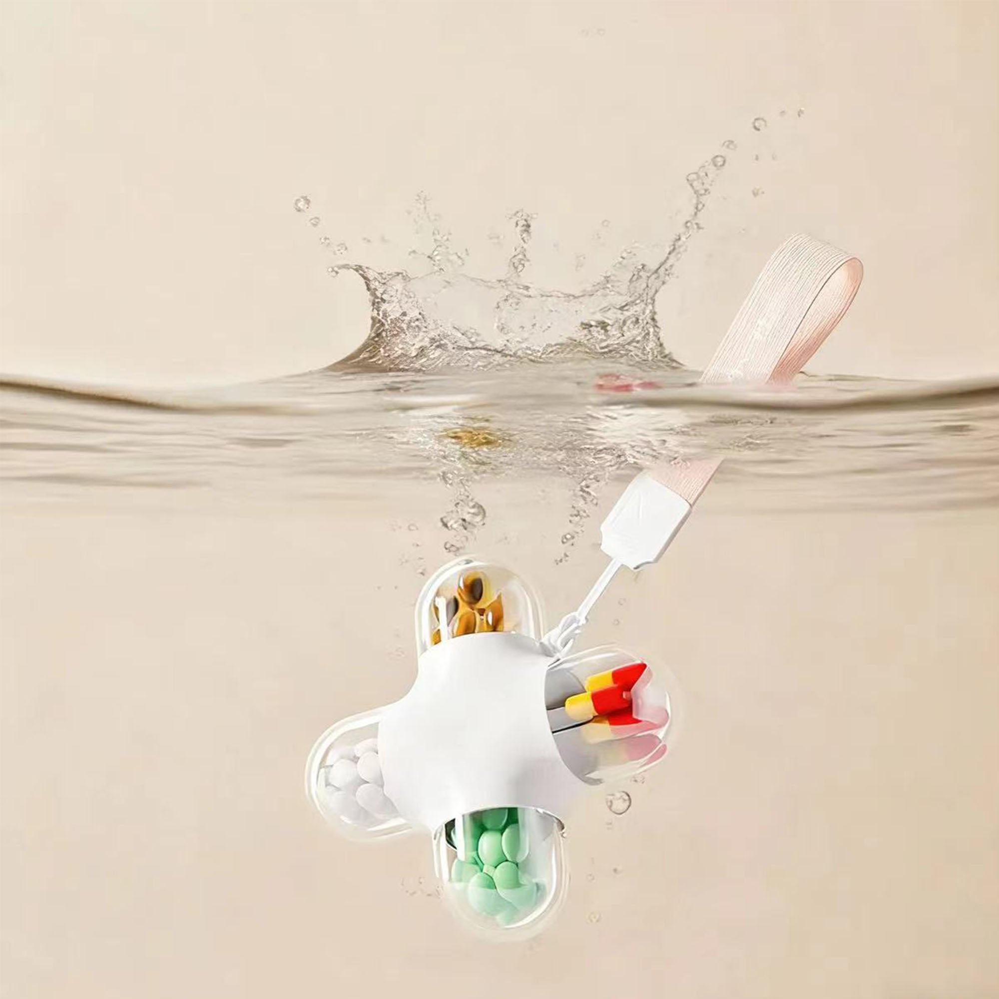 Moisture-proof Four Compartment Capsule Pill Box Dispenser