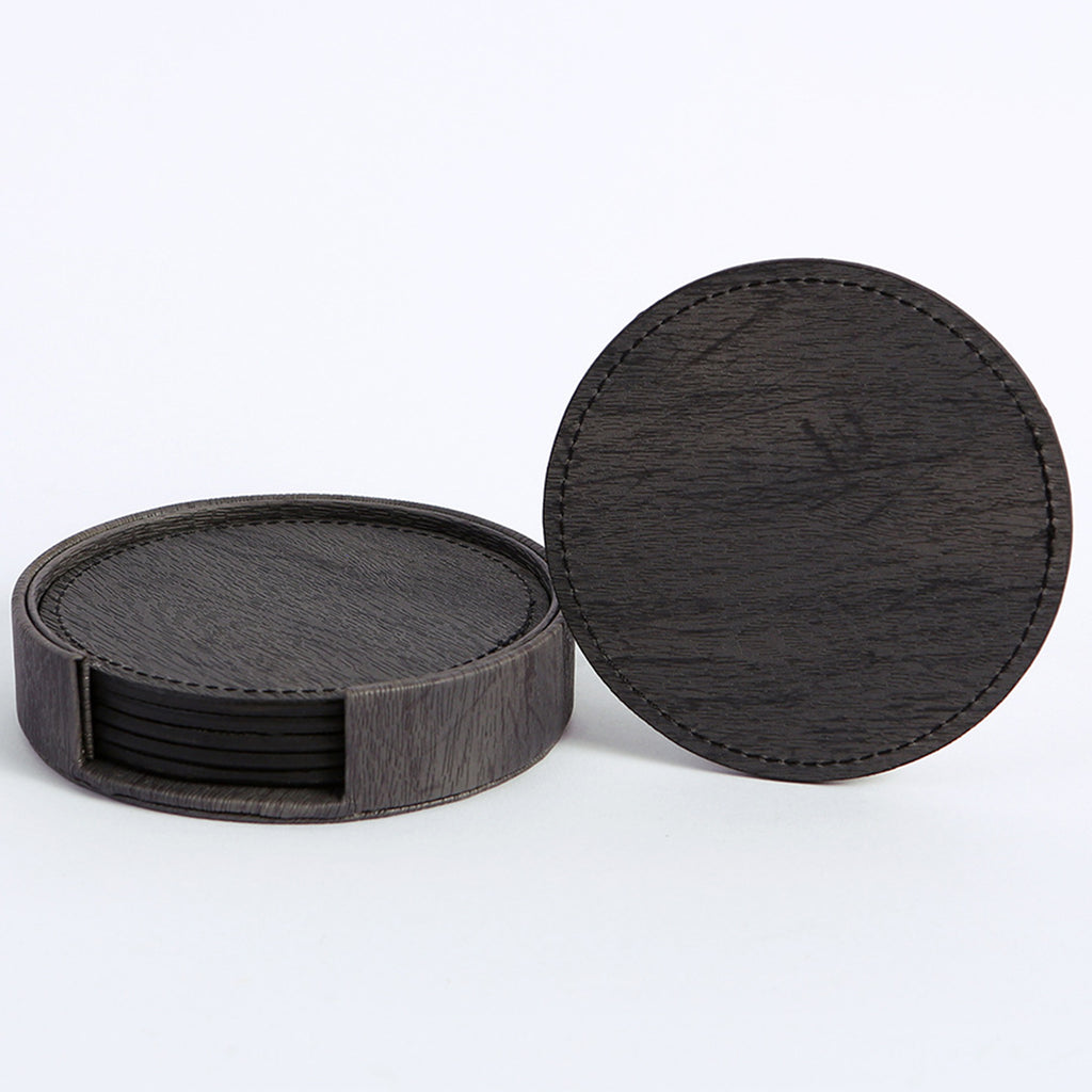 Round Leather Double Sided Insulated Coaster Set