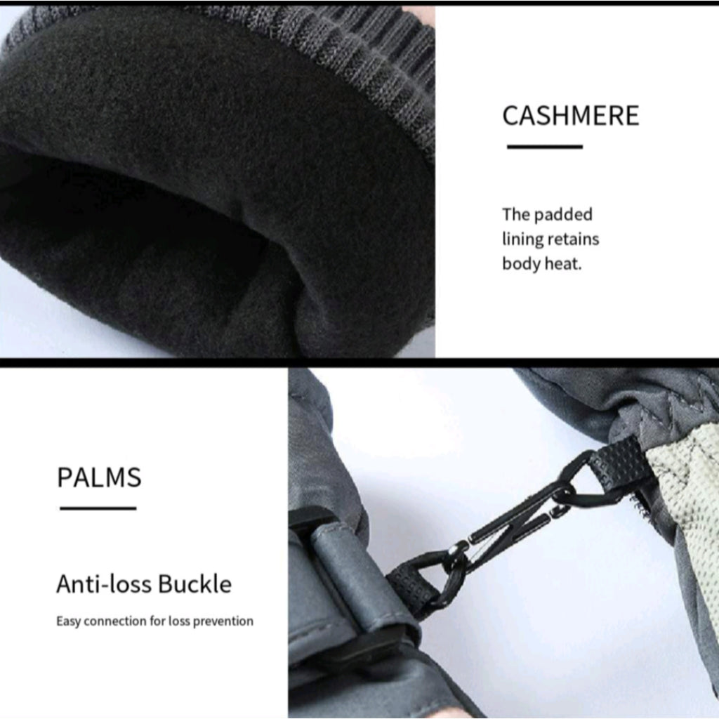Ski Gloves Ten Finger Touchscreen Grip Tech Cashmere Lined