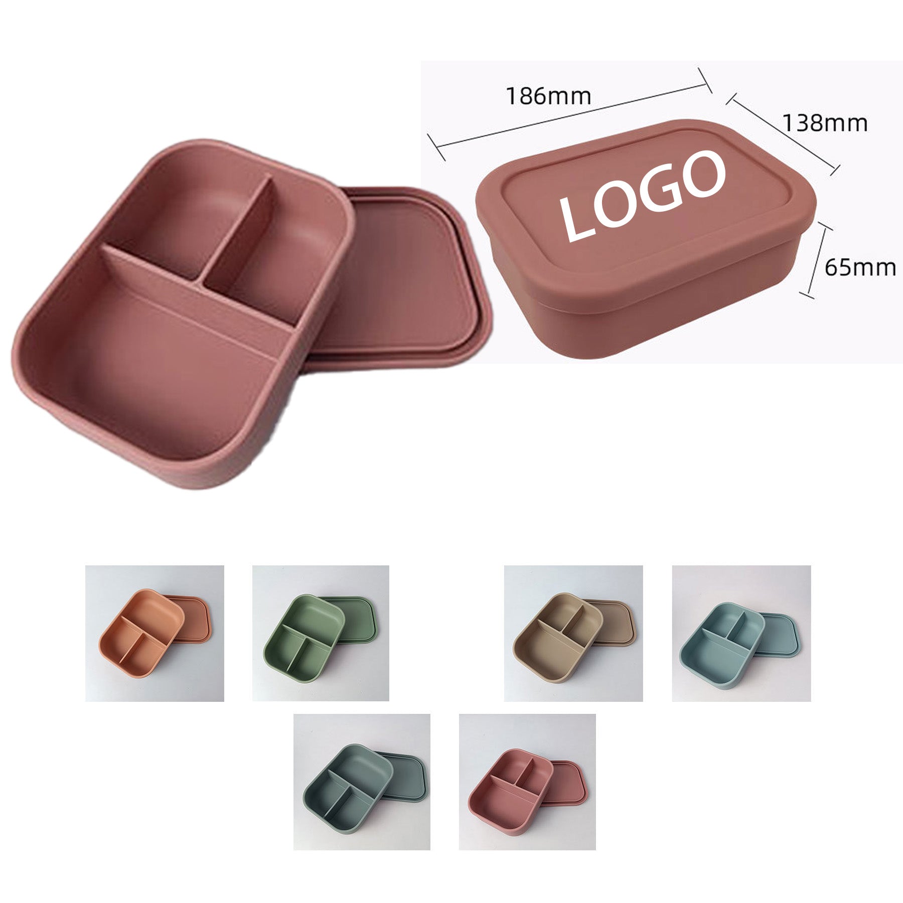3 Compartments Silicone Lunchbox