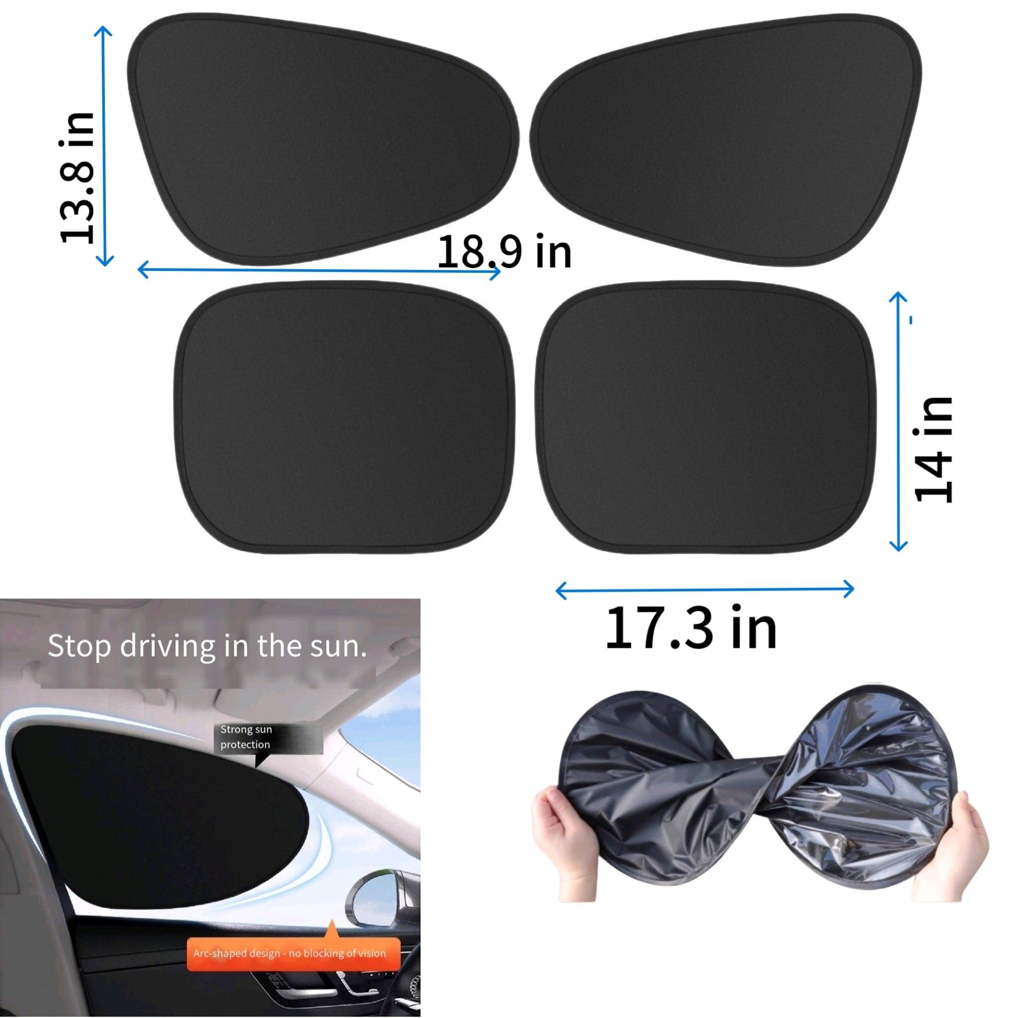 Car Static Cling Sun Shade Arc Clear Mirror Universal