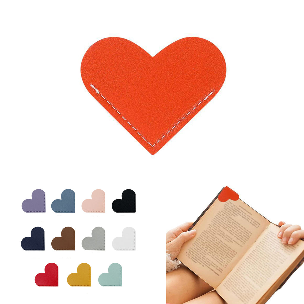 Heart-Shaped Leather Sticky Bookmark