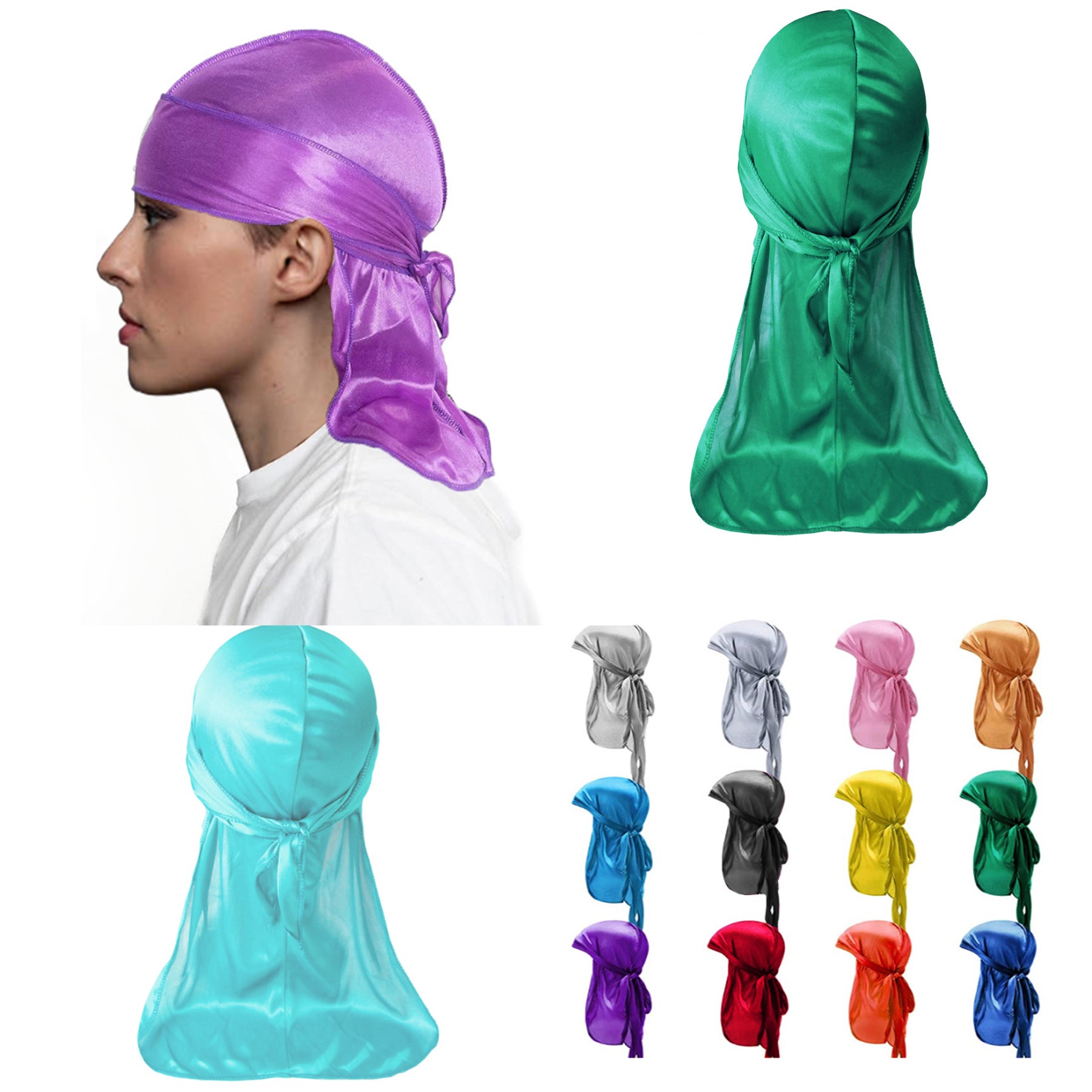 Imitation Silk Long Tail Turban Hat