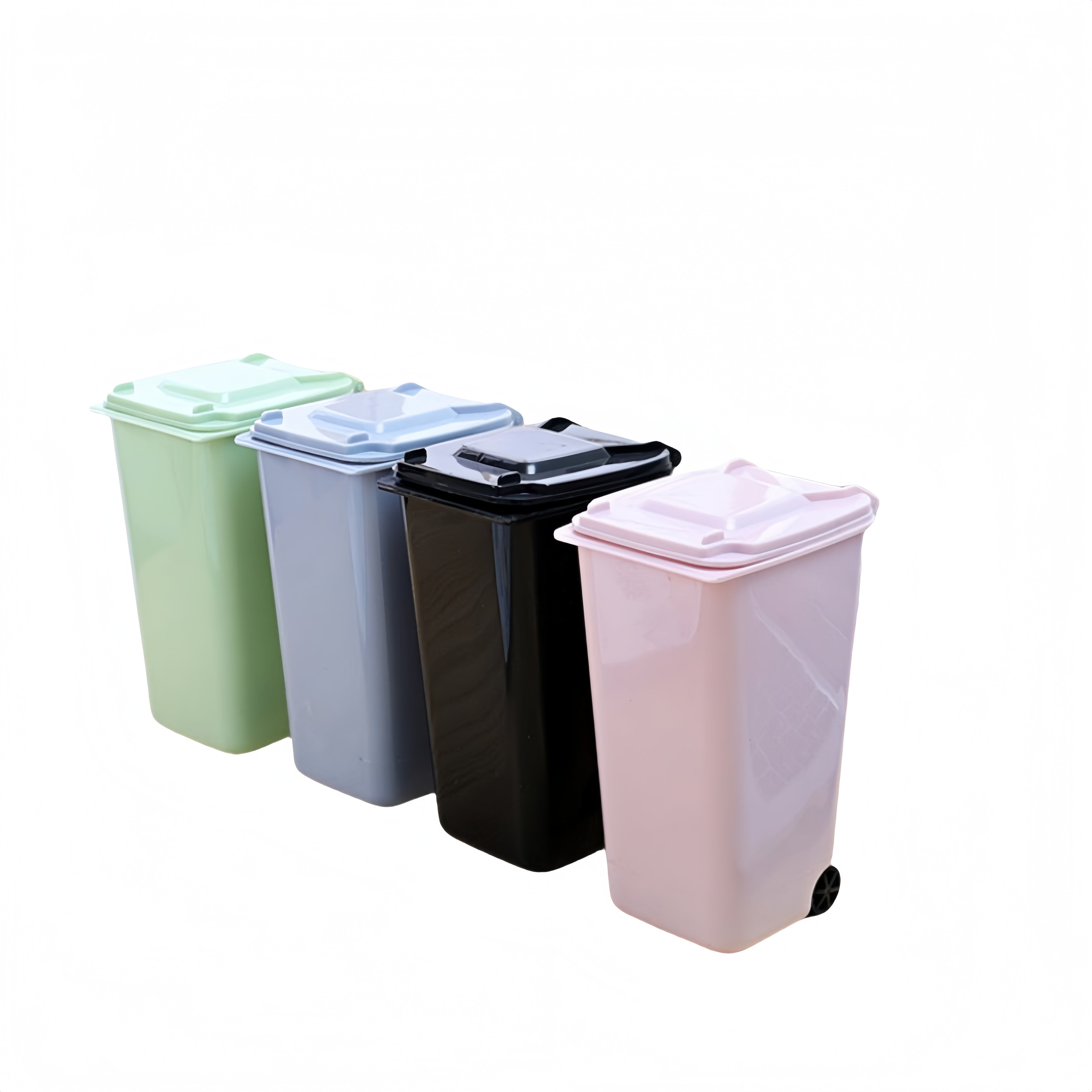 Square PP - Material Trash Bin With Wheels, Also Serving As A Pen Holder