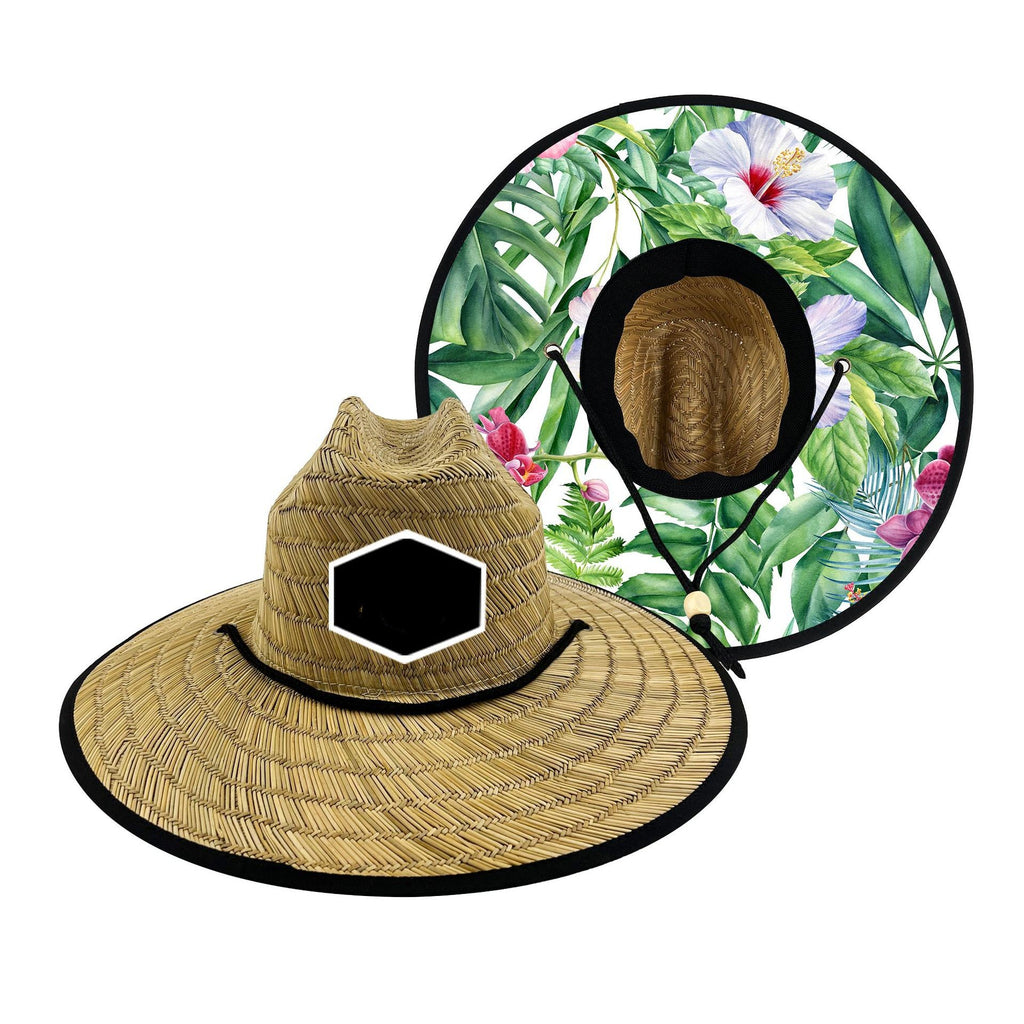 Lifeguard Straw Hat W/Custom Patch & Underneath