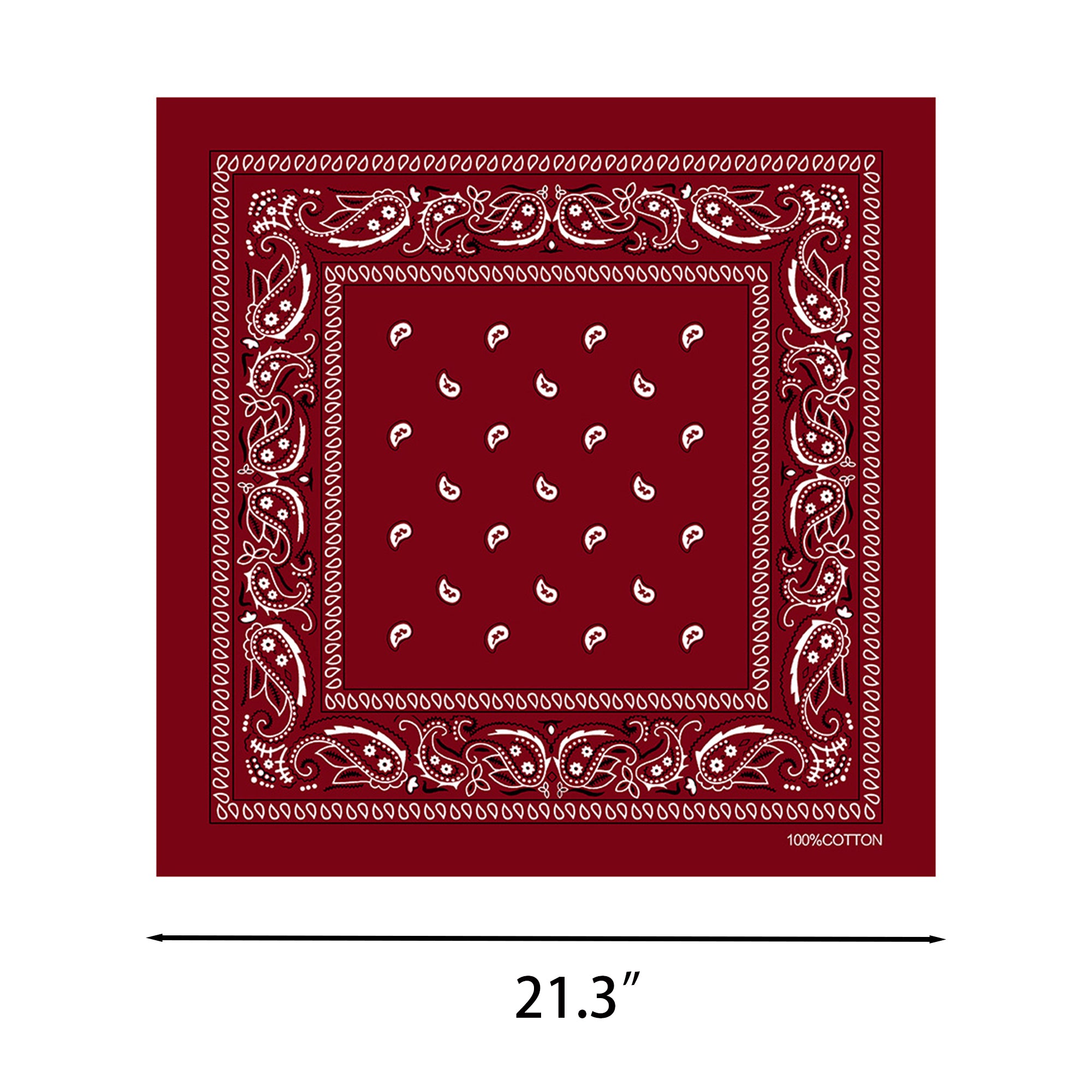 100% Cotton Bandanas Face Mask Square Scarf Headwear