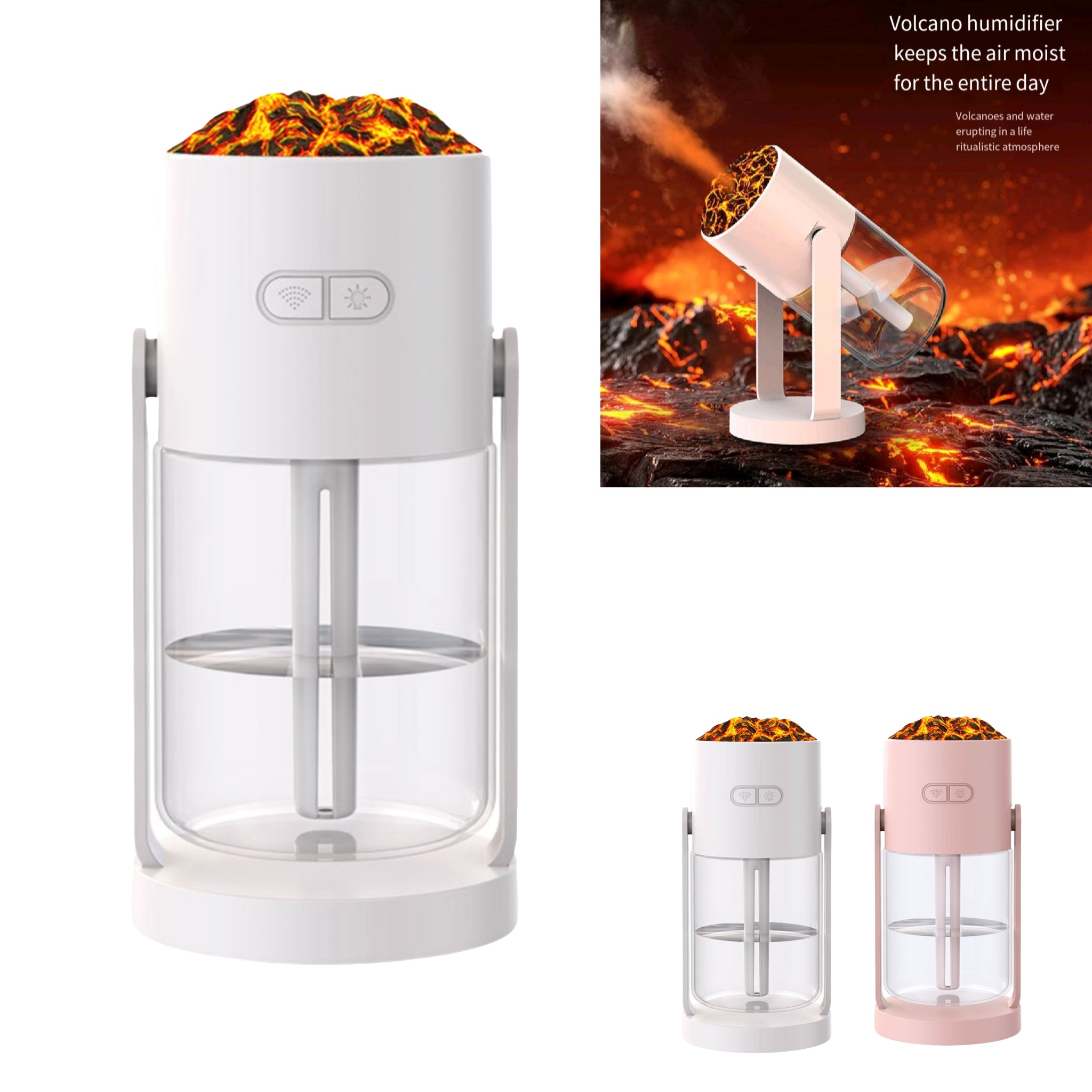 USB Car Cup Humidifier Quiet 7Color Volcano Diffuser