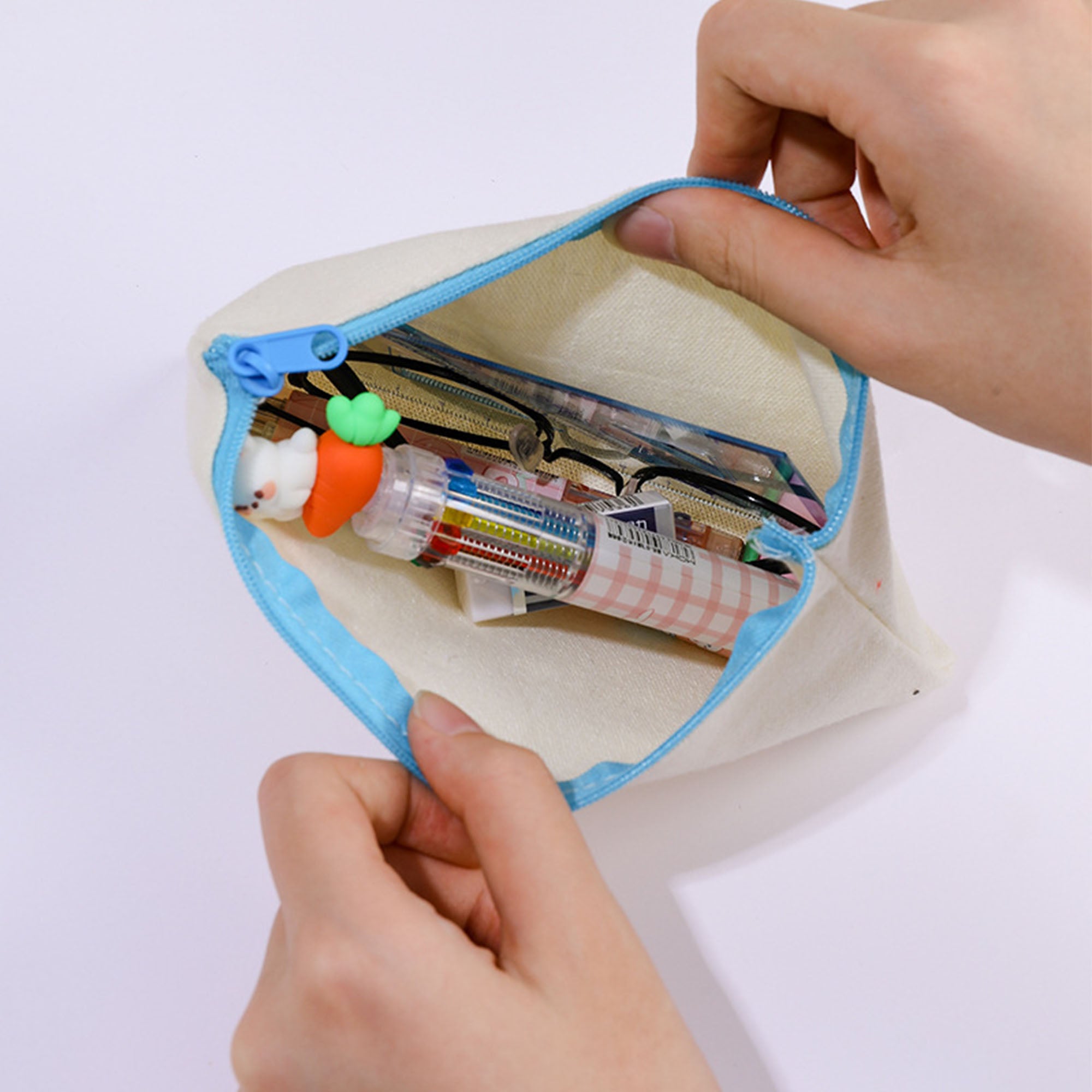 Multipurpose Cotton Canvas Organizer Zipper Pouch