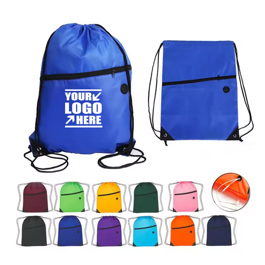 Zipper Pocket Drawstring Bagpacks