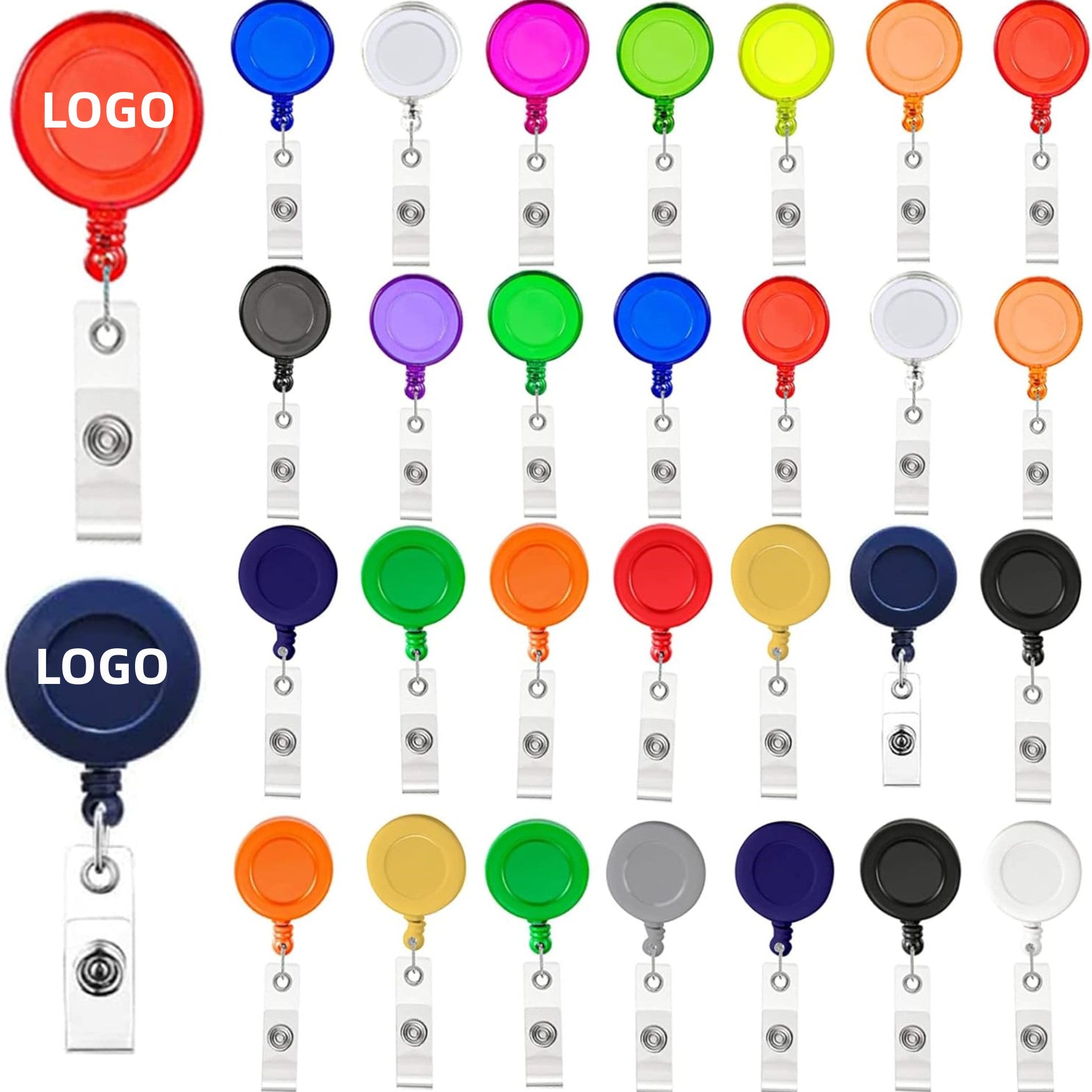 Retractable Round Clear Badge Reel With Belt Clip