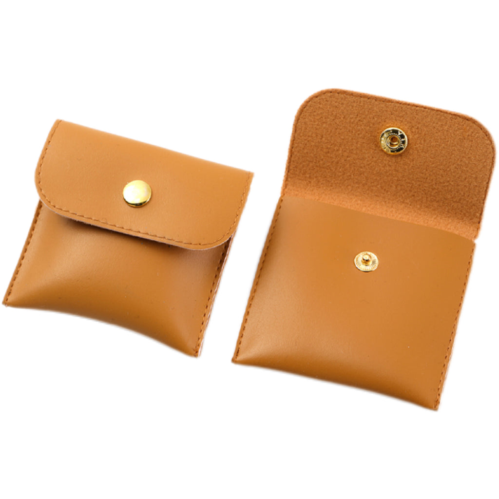 PU Leather Snap Button Jewelry Storage Pouch