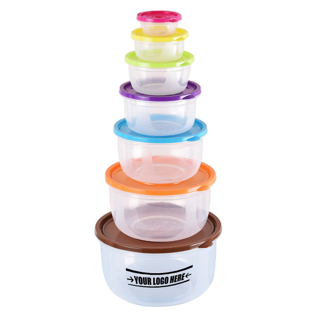 7-Piece Rainbow Circular Lunch Boxes Food Storage Containers