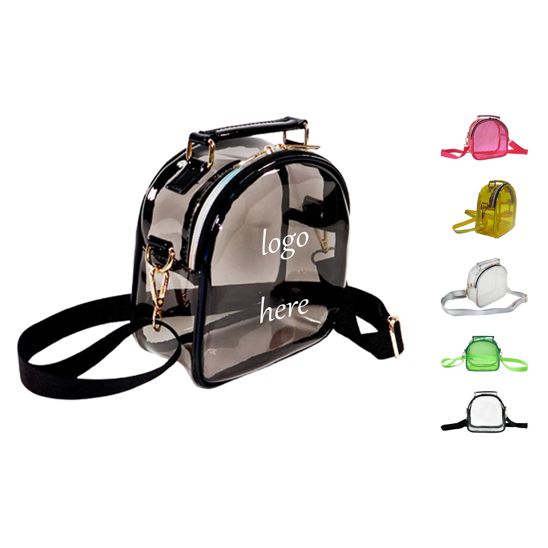 Transparent Semicircular Waist Pack With Colored Border
