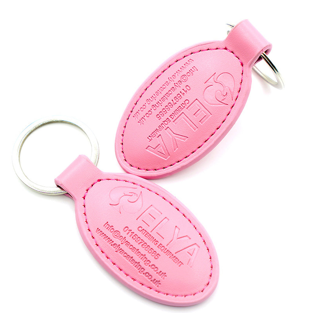 Oval Double Leather Keychain
