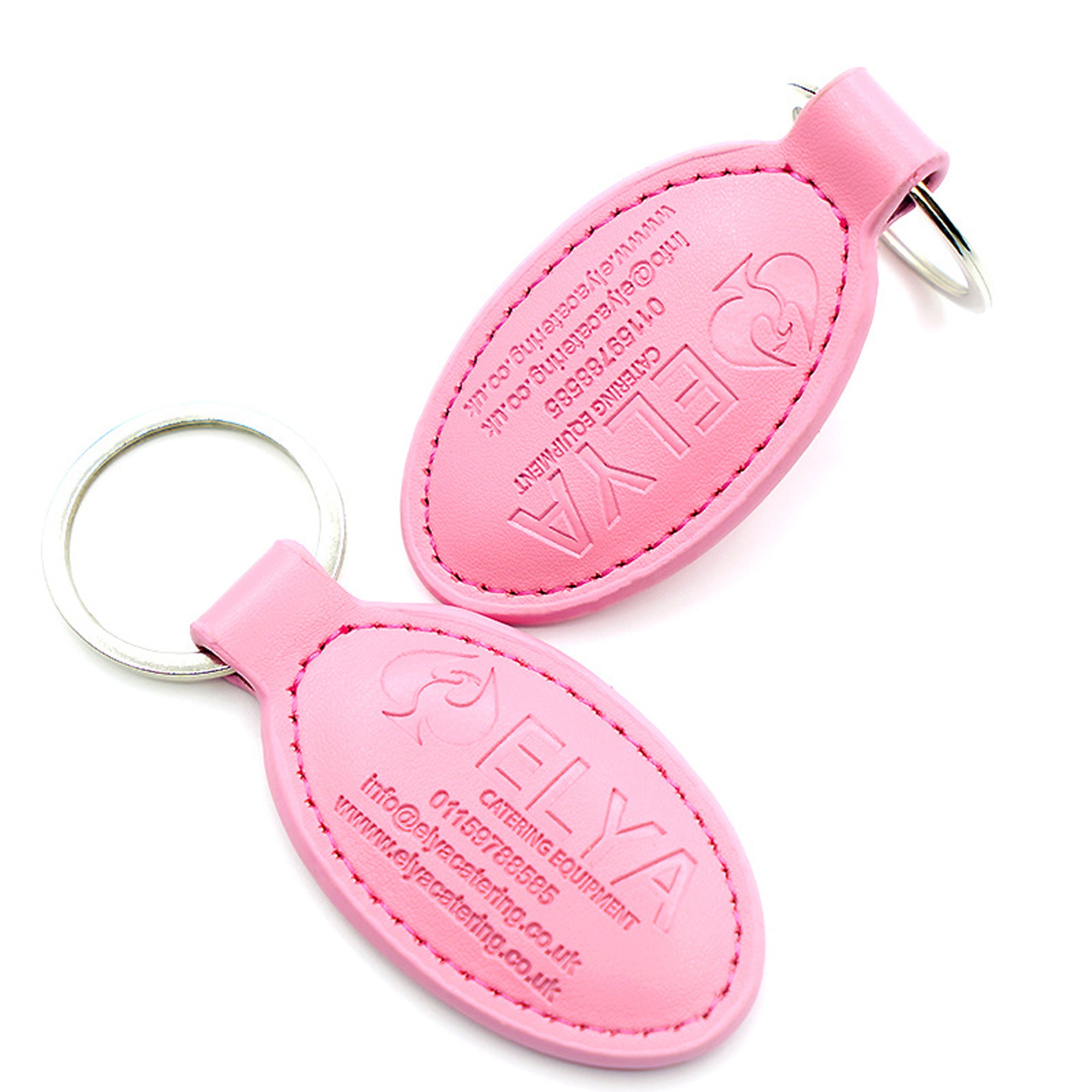 Oval Double Leather Keychain