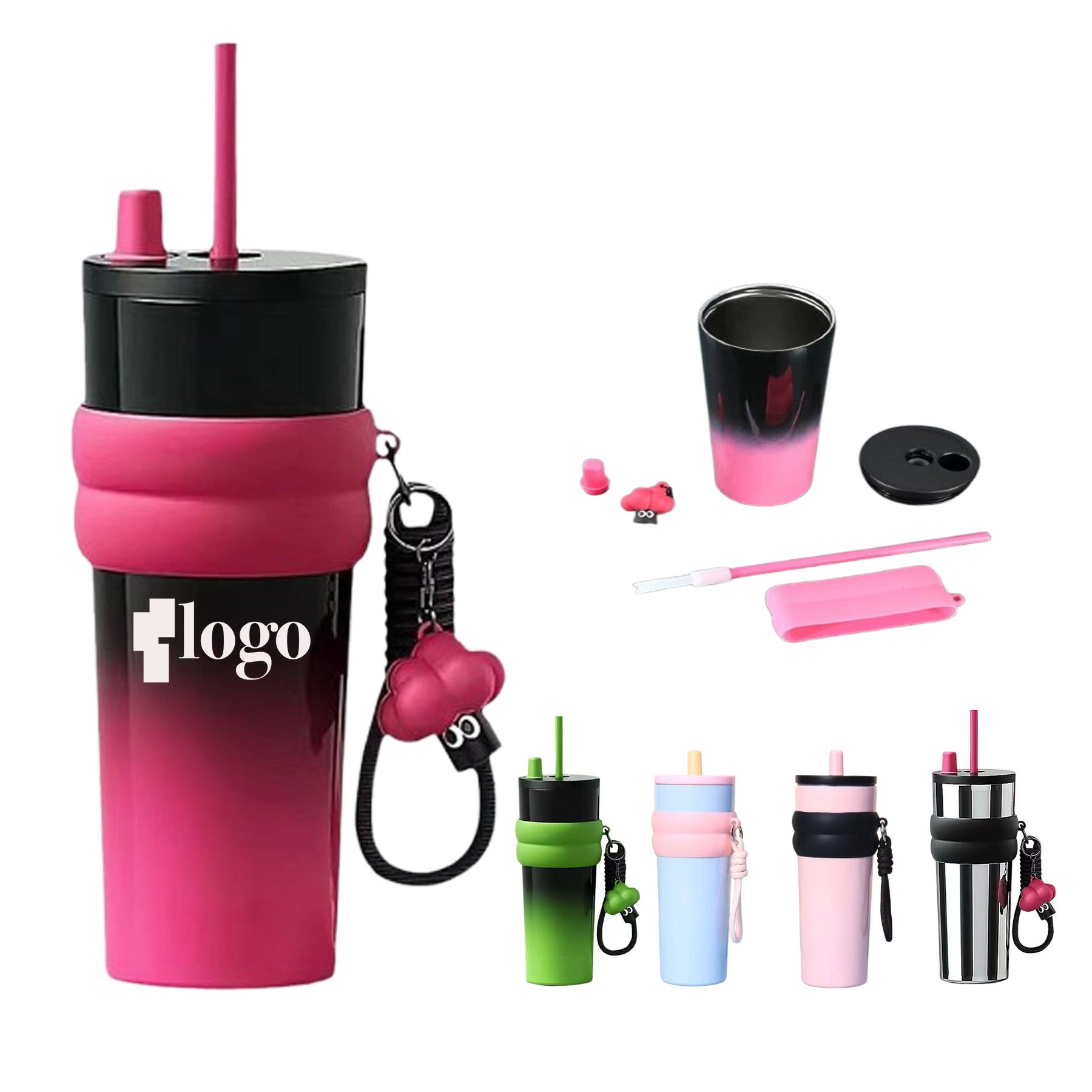 24 Oz Stainless Steel Insulated Cup With Straw