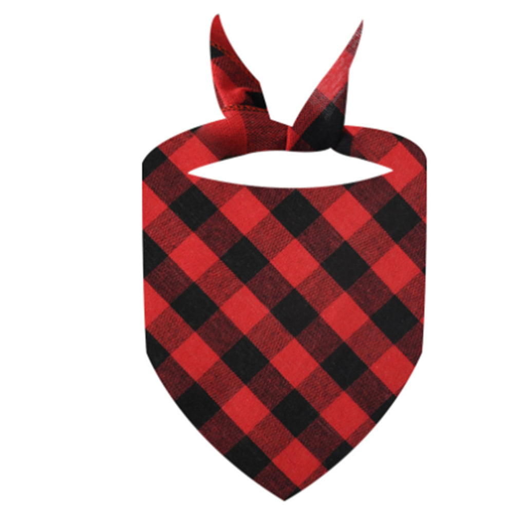 Christmas Party Cotton Plaid Triangle Pet Drool Towel