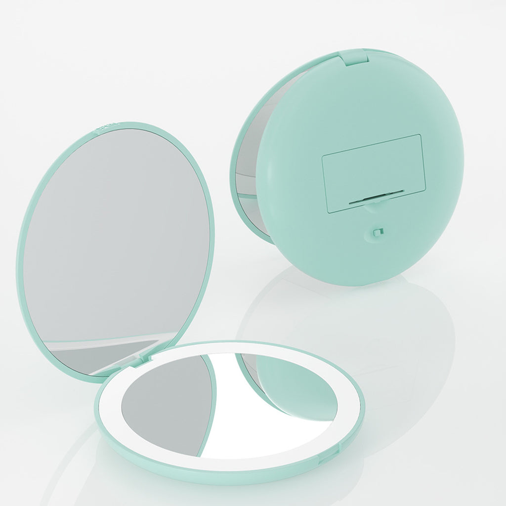 Led Magnifying Compact Foldable Makeup Mirror