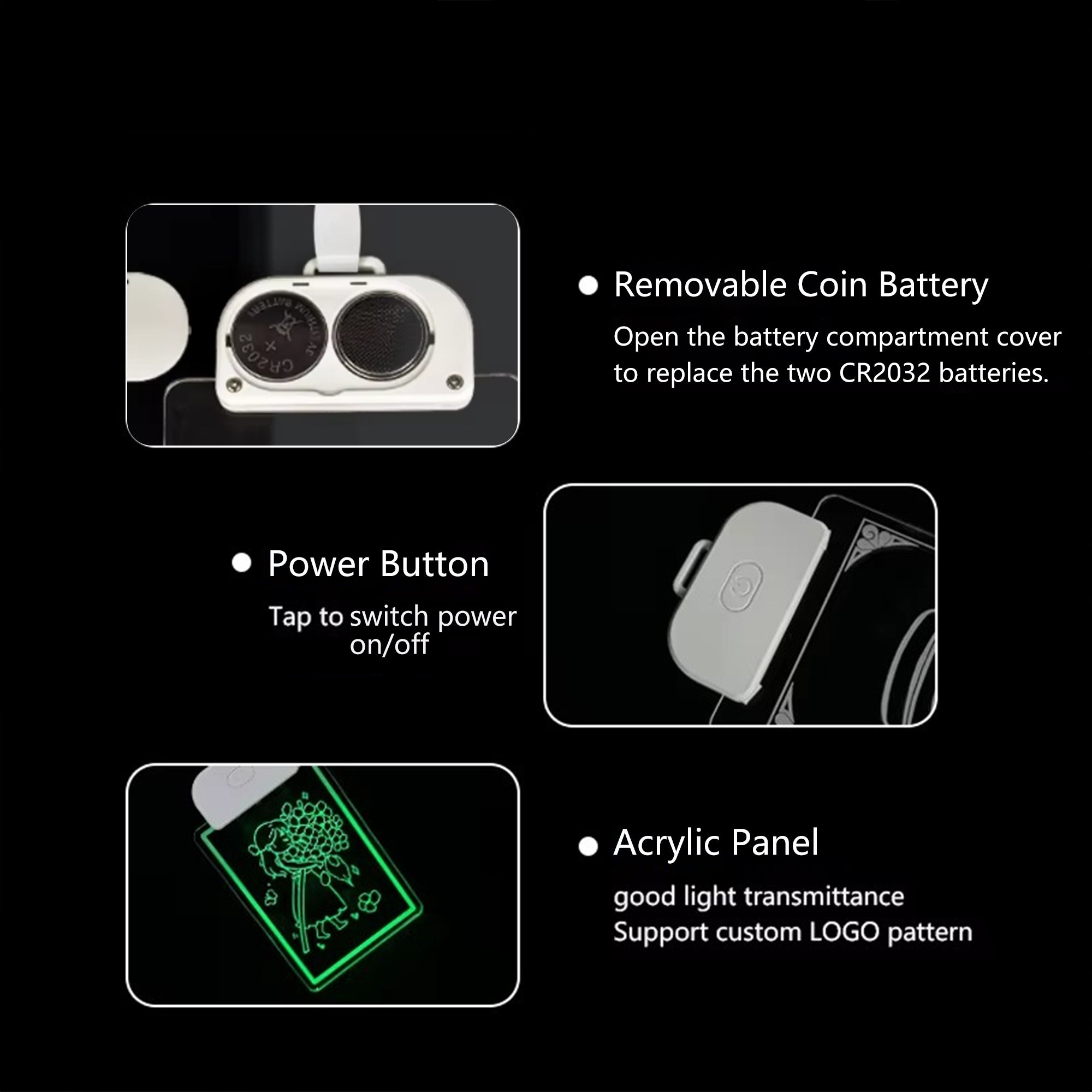 Luminous Acrylic Led Light Up Name Tag For Exhibition Events