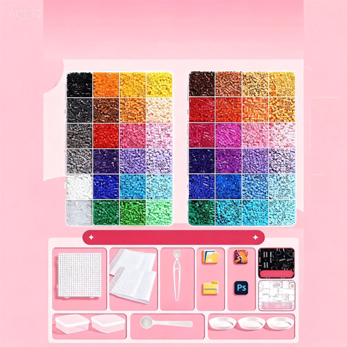 48 Color EVA Fuse Beads DIY Craft Kit Pixel Art Beads Set