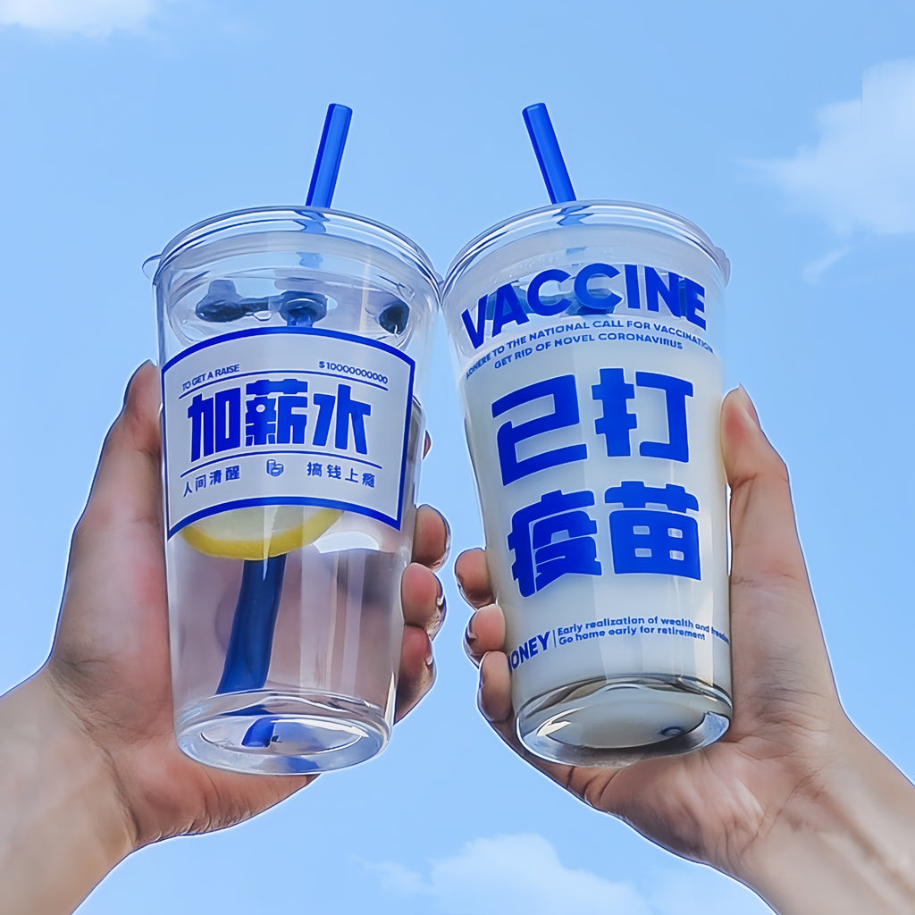 Transparent Straw Glass Cup