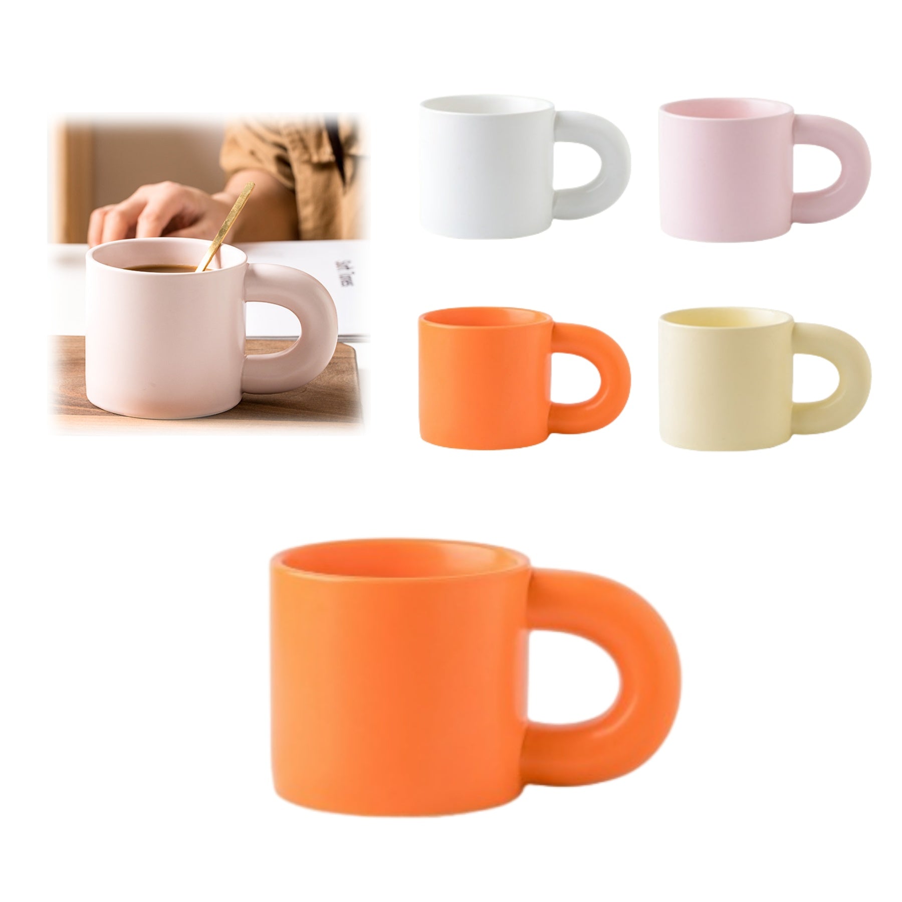 Ceramic Coffee Cup With A Thick Handle