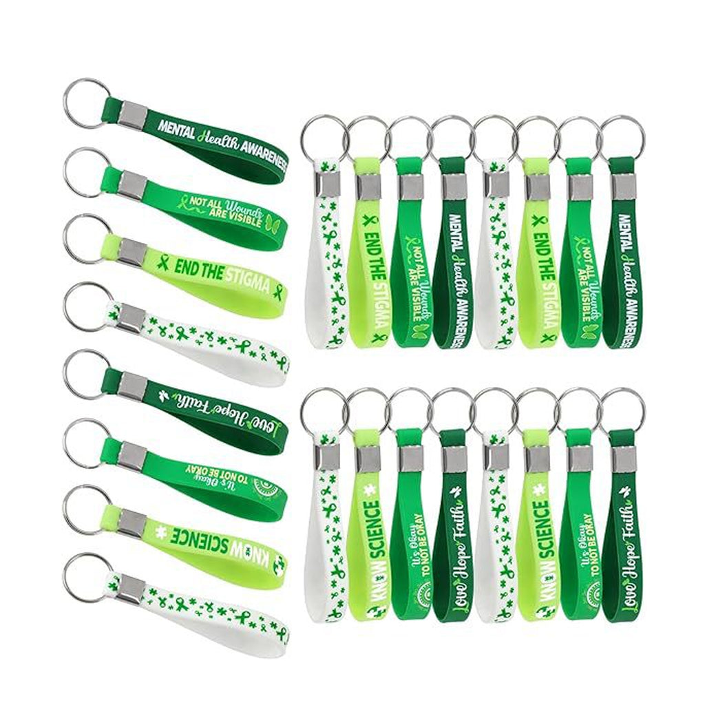 Screen Printed Silicone Wristband Keychain