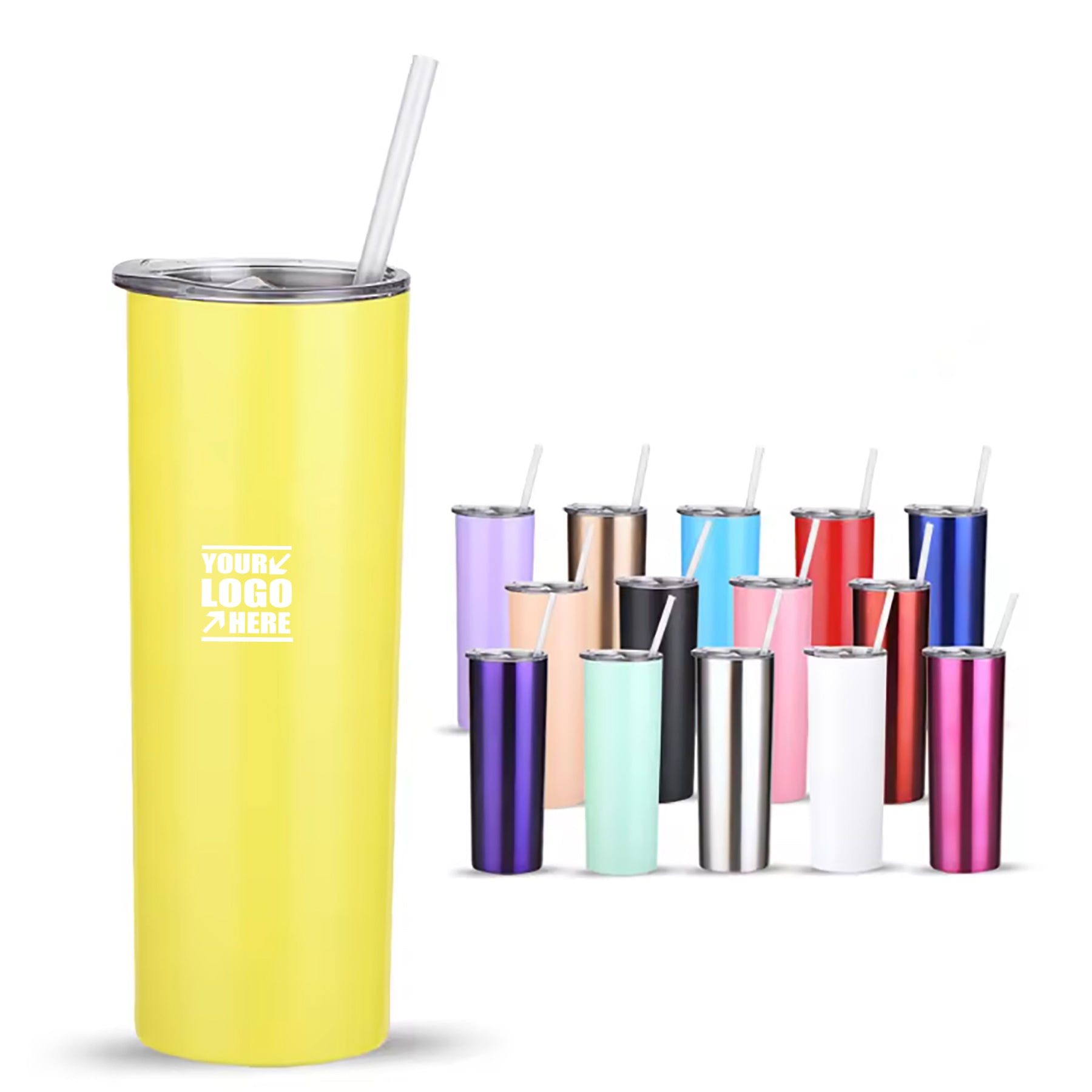 20oz Stainless Steel Skinny Tumbler With Straw