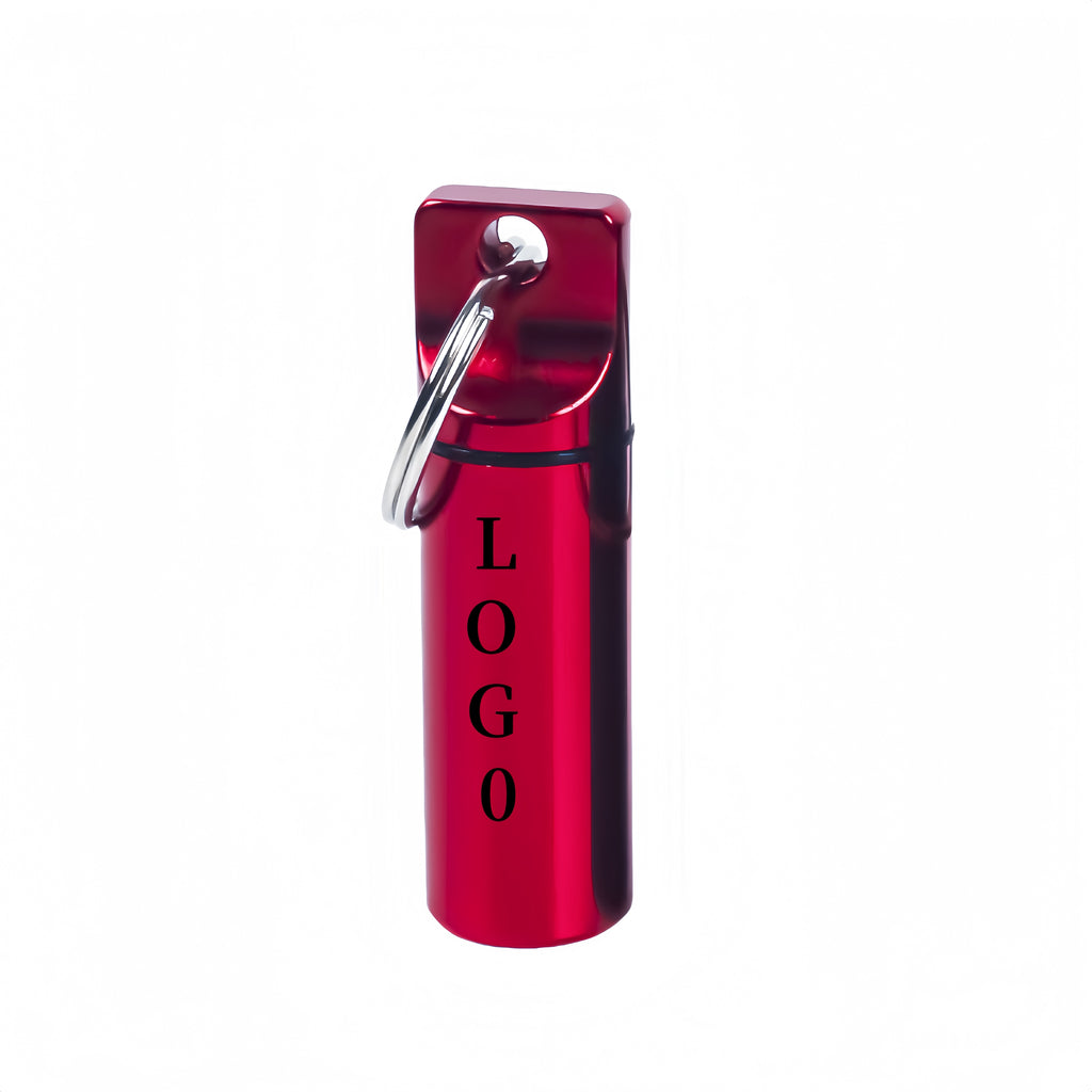 Flat Round Keychain Medicine Container Made Of Aluminum Alloy