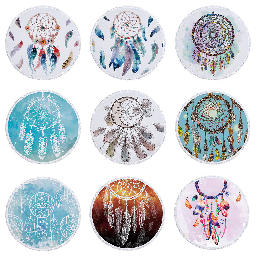 Dreamcatcher Printing Round Beach Towel With Tassels