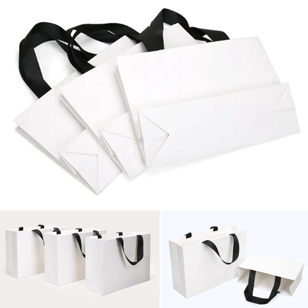 Reusable Foldable White Paper Gift Bags All Over Printing