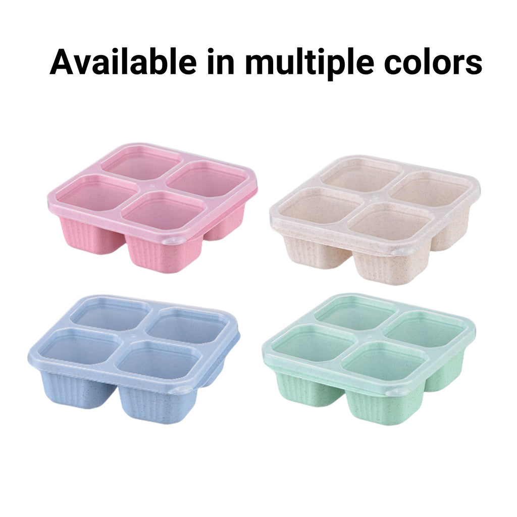 Transparent Four - Compartment Wheat Straw Food Container
