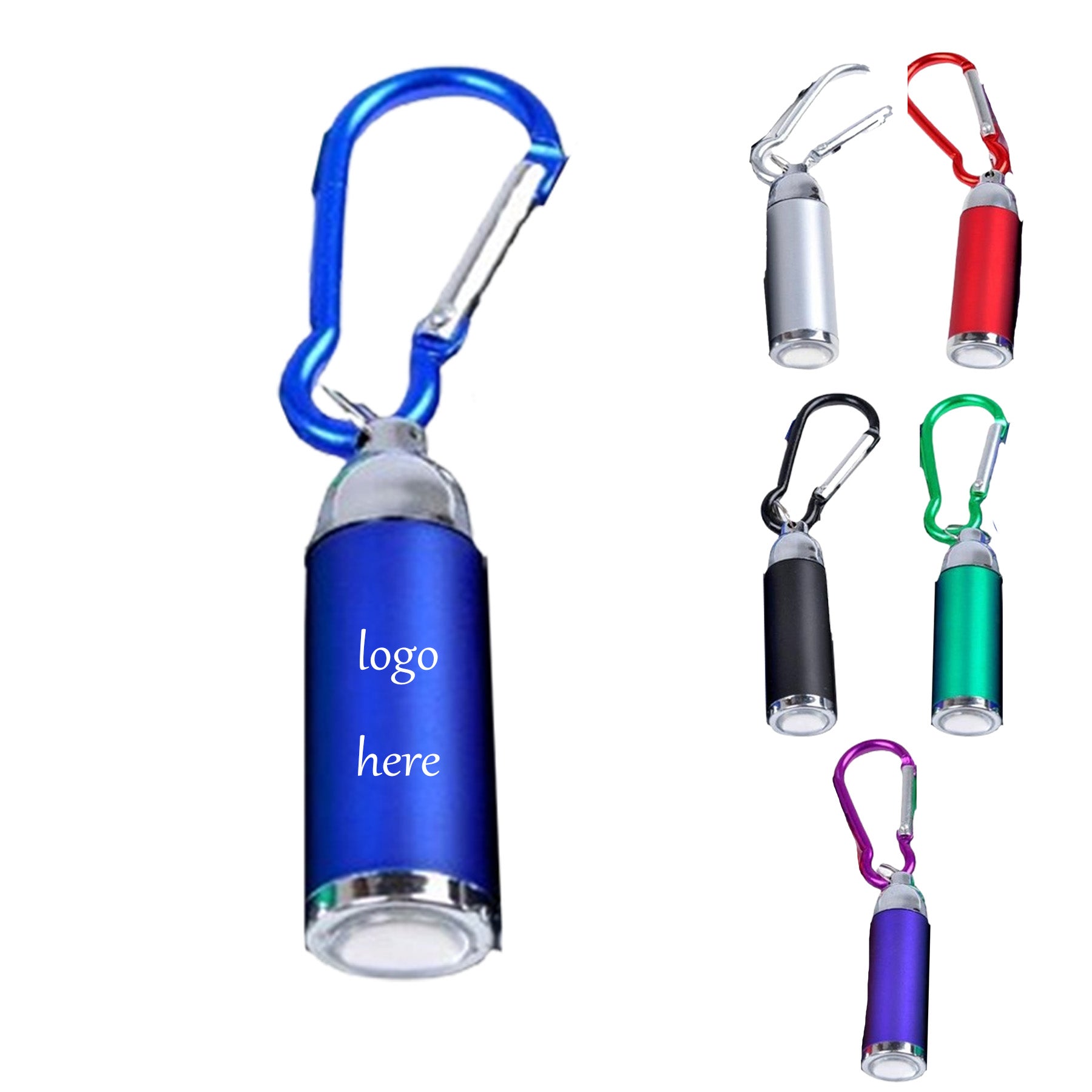 Solid Color Flashlight with Carabiner Clip