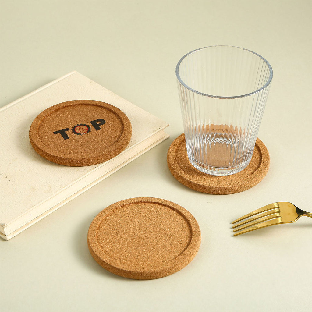 Simple Concave Convex Cork Circular Coaster