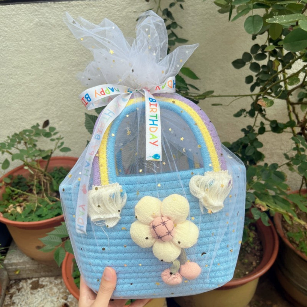 Rainbow Woven Baby Shower Keepsake Gift Basket