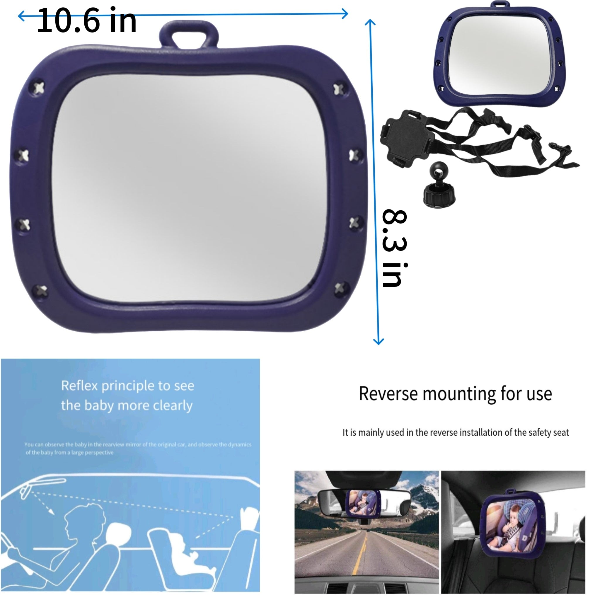 360° Rotatable Wide - Angle Baby Car Seat Observation Mirror
