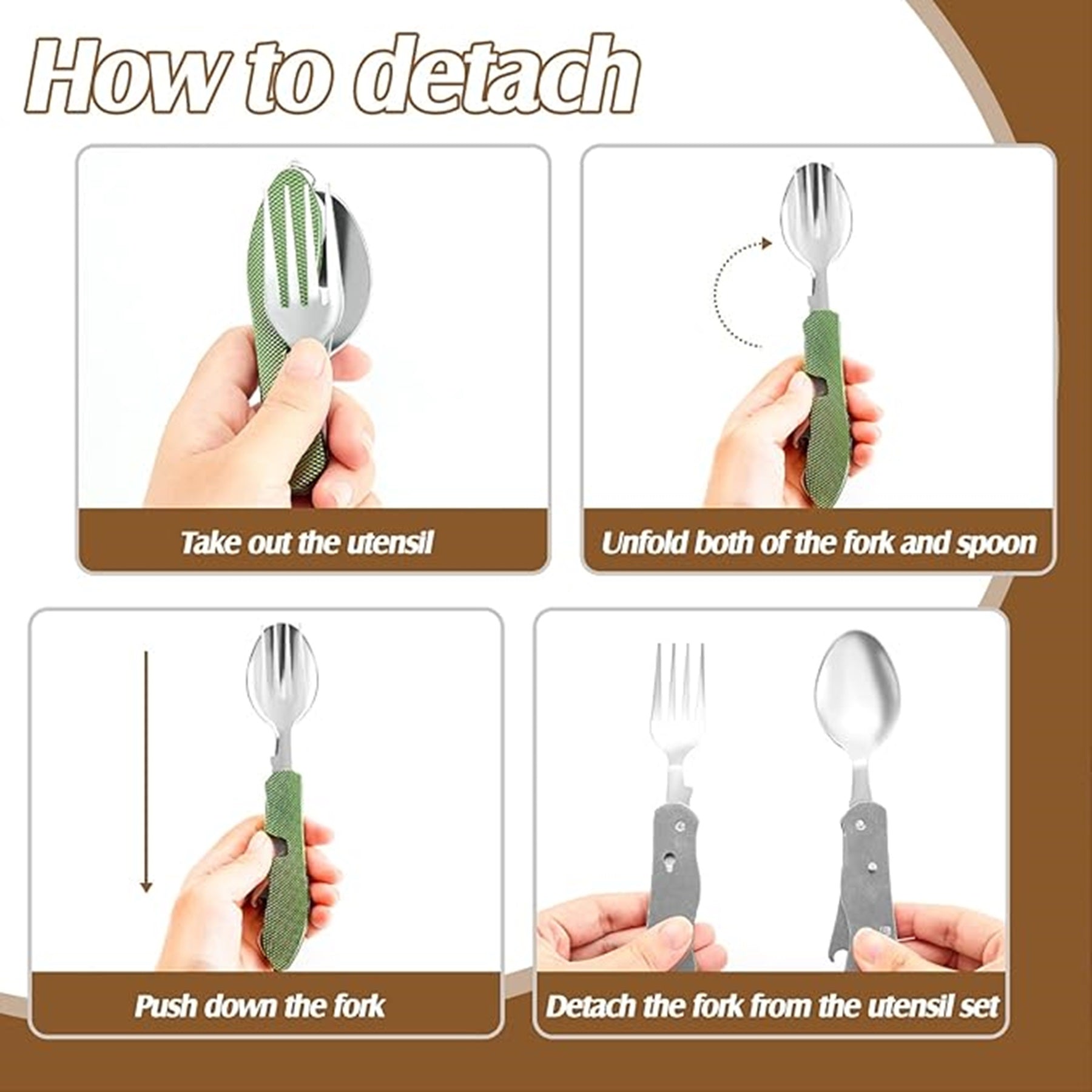 Multi-Functional Folding Cutlery Detachable Fork And Spoon