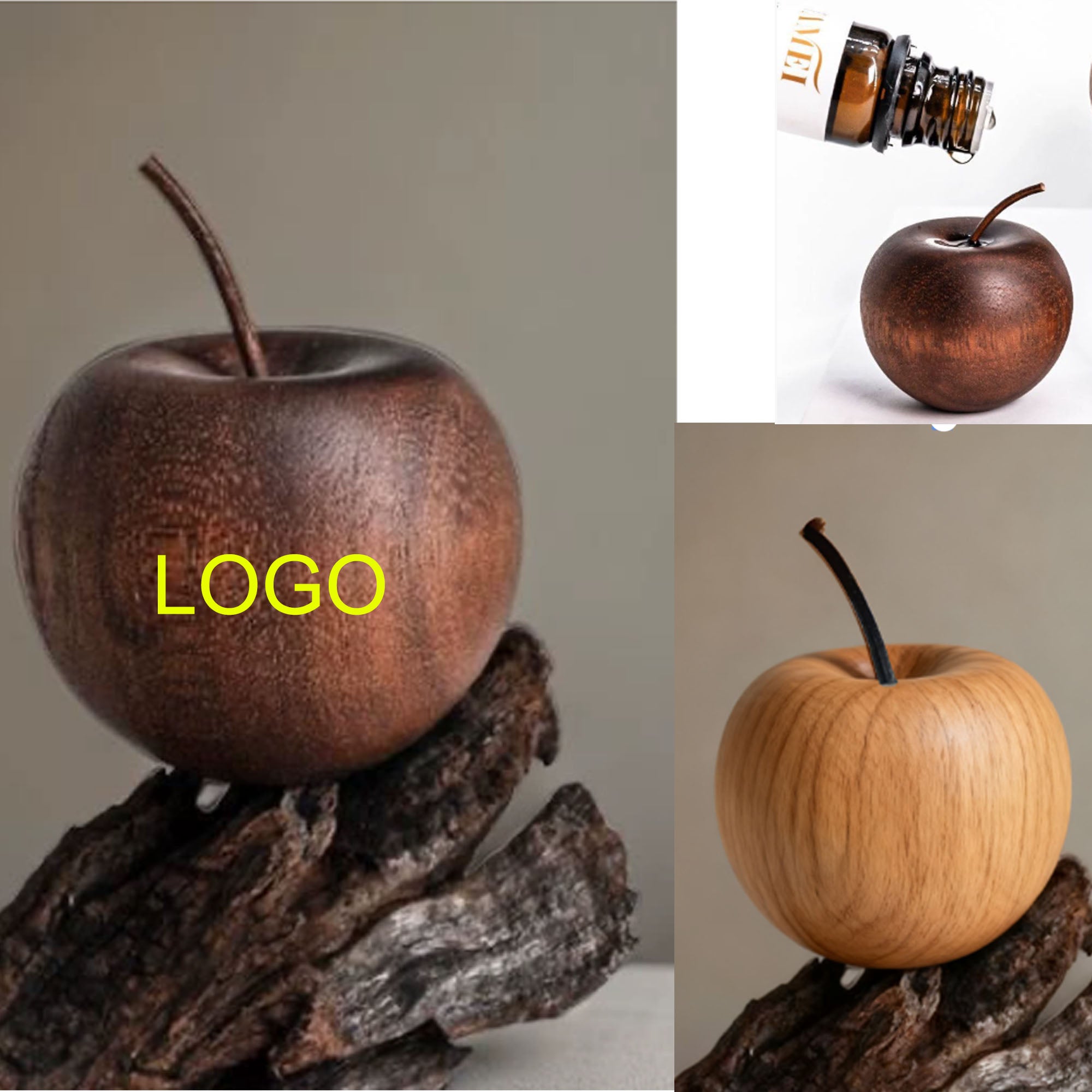 Maple and Ebony Wooden Apple Shape Aromatherapy Diffuser