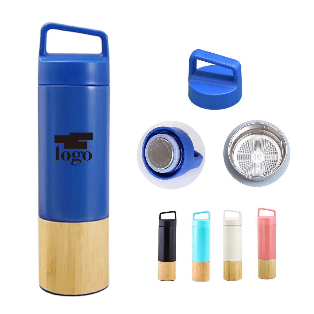 20 Oz Bamboo Stainless Steel Insulated Tumbler With Handle
