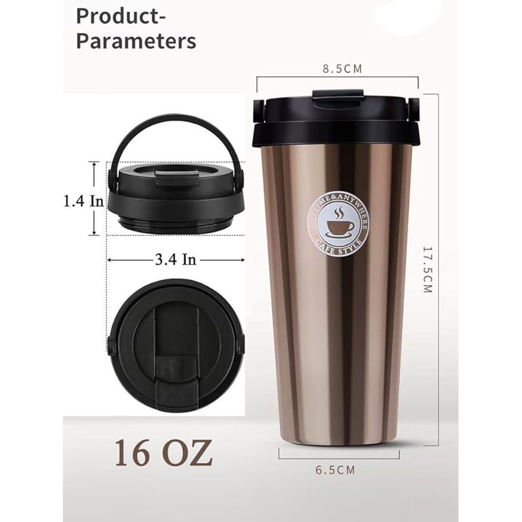 Stainless Steel Insulated Travel Coffee Mug With Handle