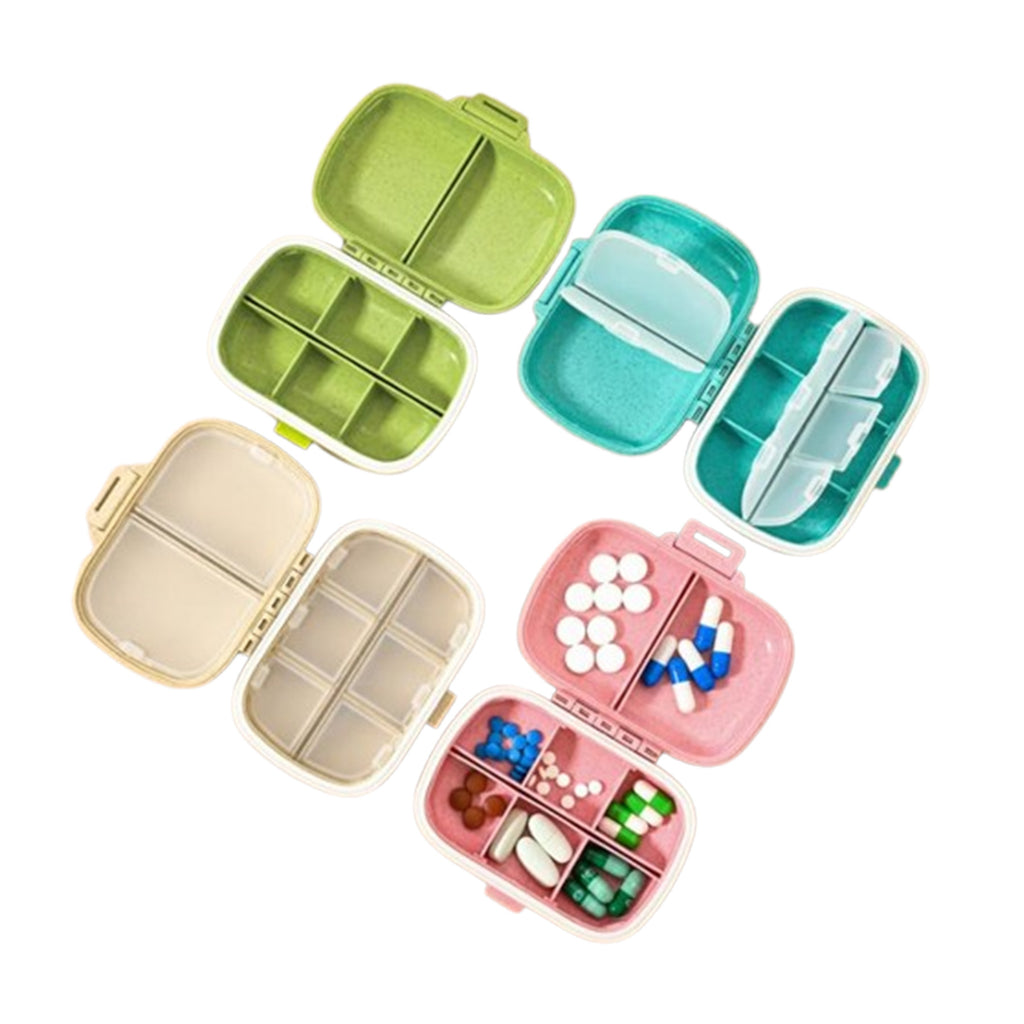 Portable 8 Compartment Sealed Pill Box