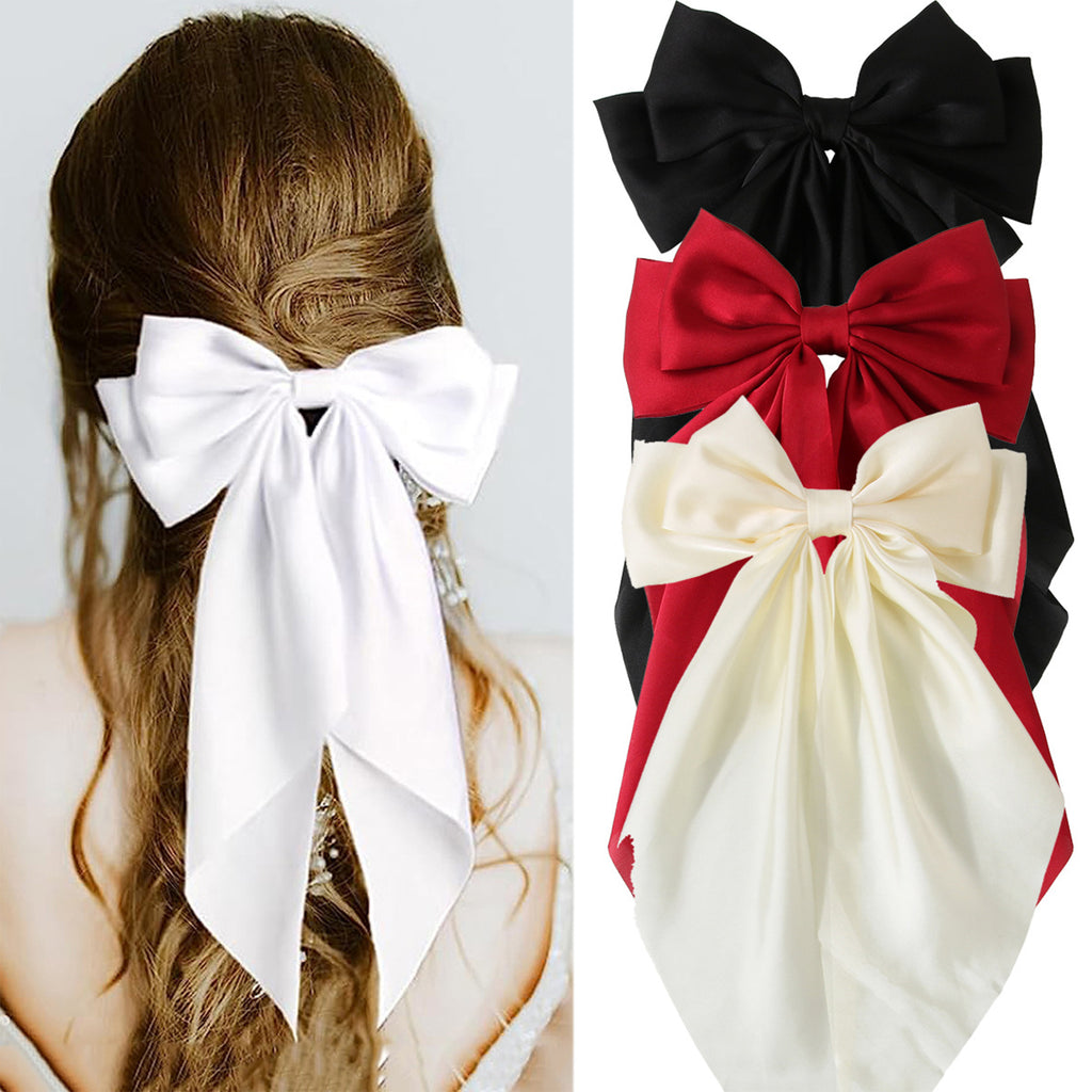 Satin Bow Hair Clips for Women