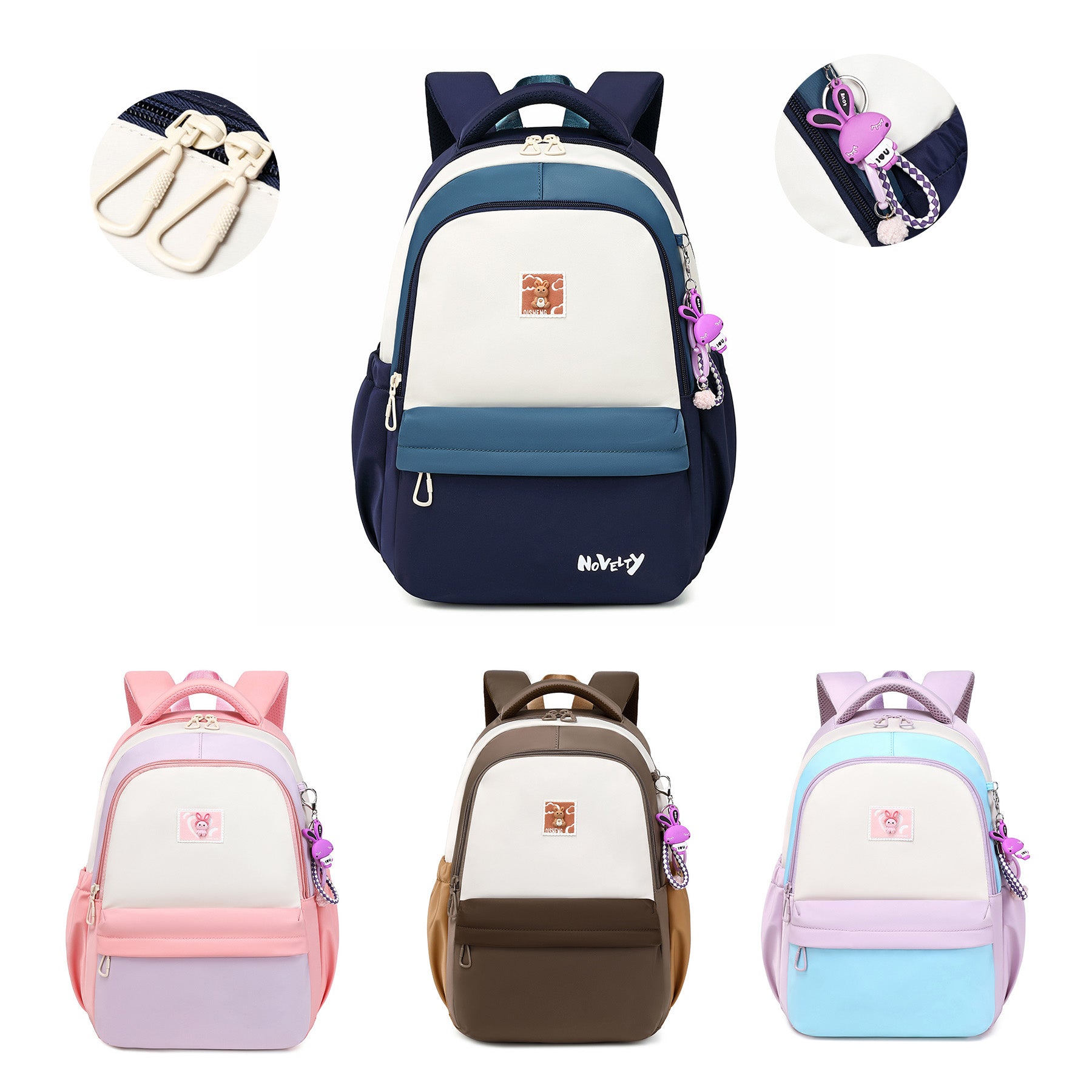 Outdoor College Waterproof Laptop Backpack With Bunny Pendant