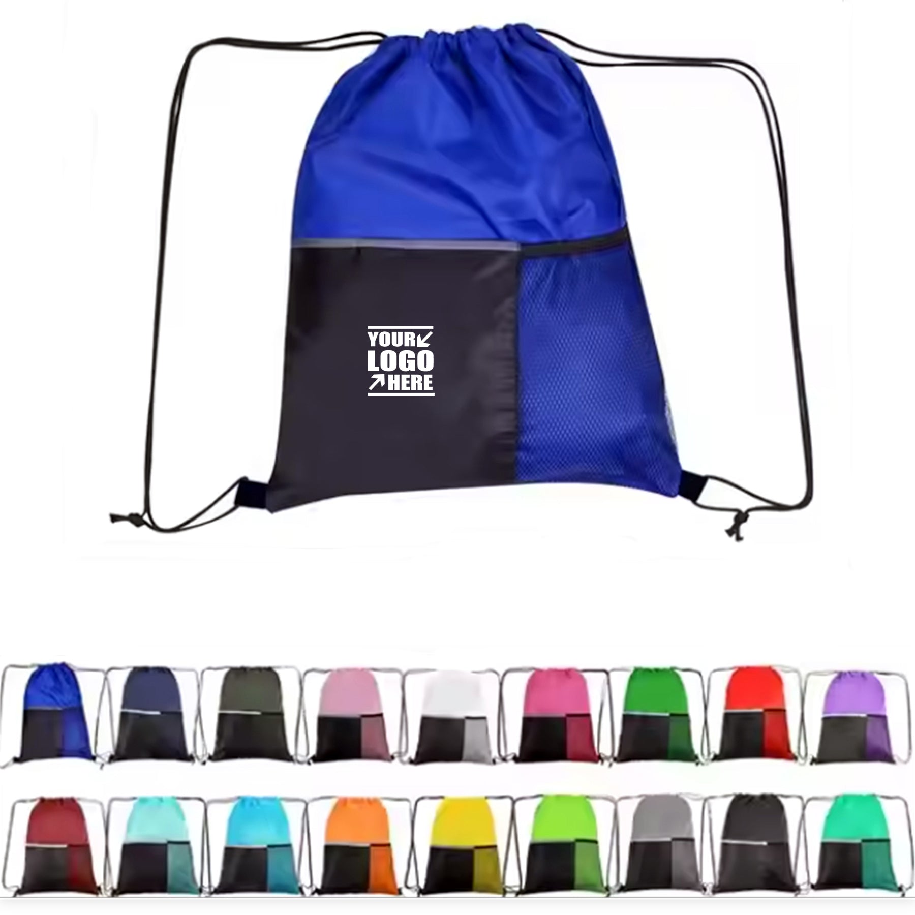 Premium Drawstring Backpack With Slip And Mesh Pocket