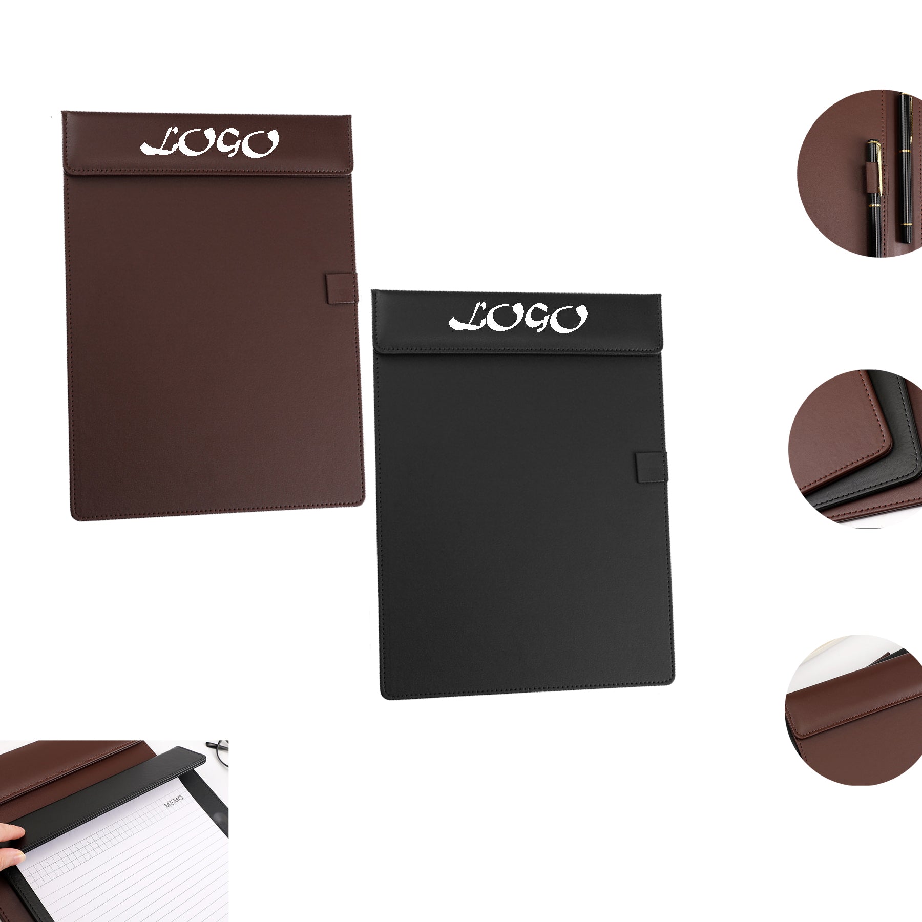 A4 Pu Leather Magnetic Clipboard