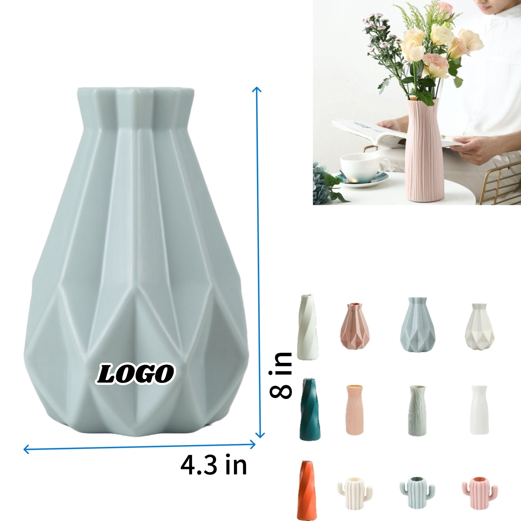 Scandinavian Ceramic Look Plastic Vase Moody Tones Decor